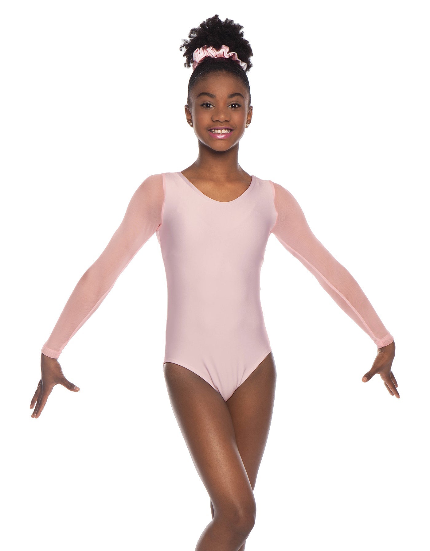 Solid Lycra Mesh LS Round Neck Leotard Gymnastics