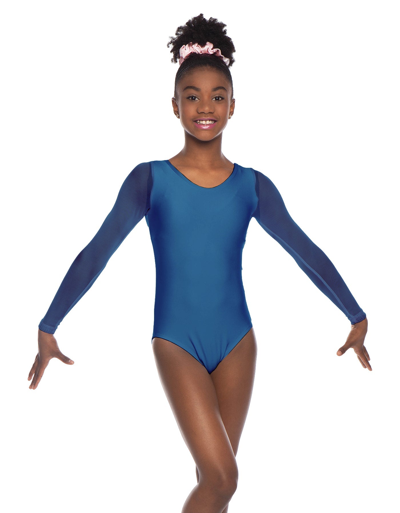 Solid Lycra Mesh LS Round Neck Leotard Gymnastics