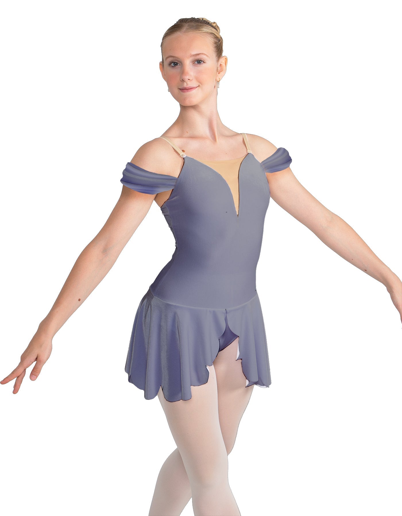 Solid Lycra Regal Leotard with Peplum and Sleeves