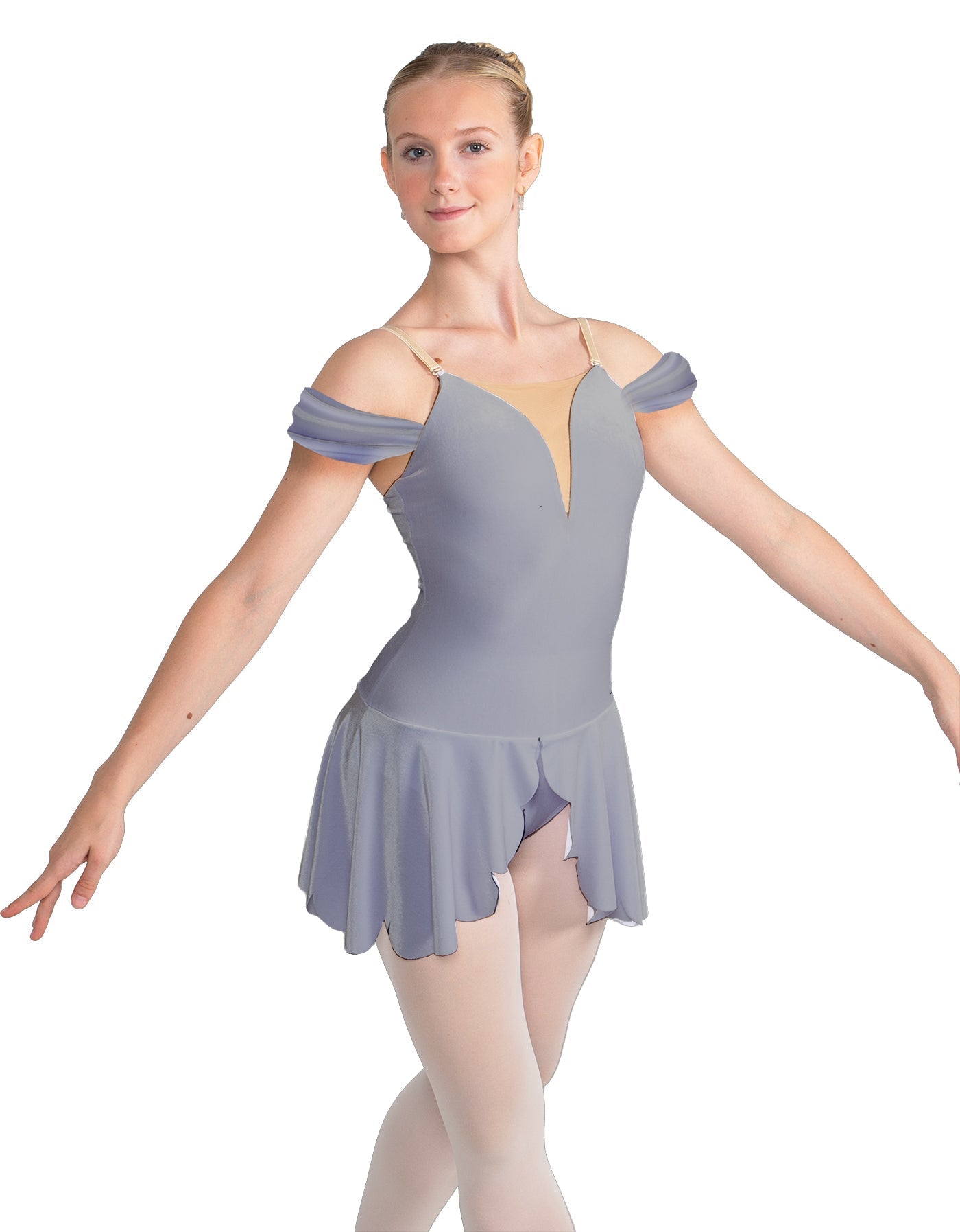 Solid Lycra Regal Leotard with Peplum and Sleeves