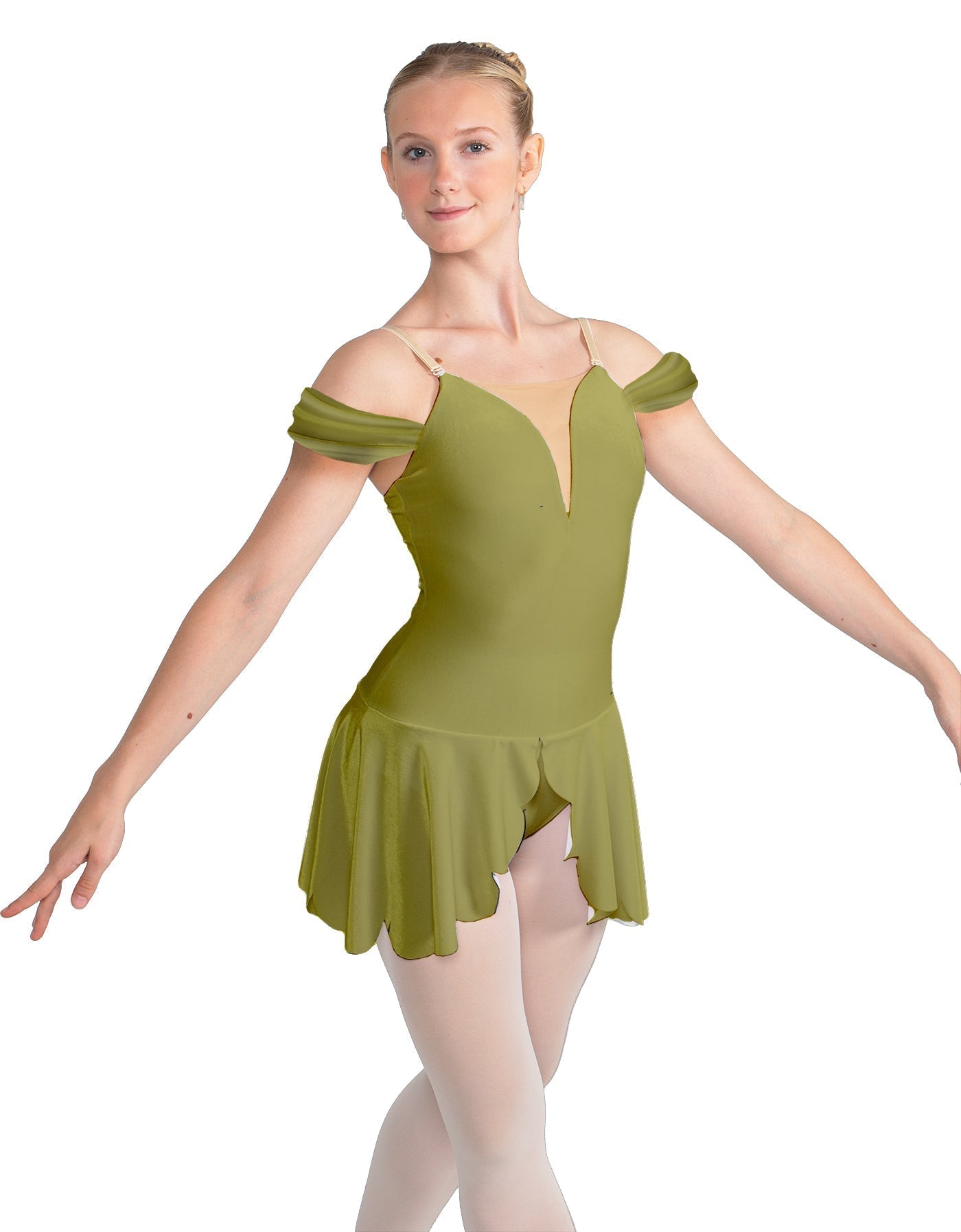 Solid Lycra Regal Leotard with Peplum and Sleeves