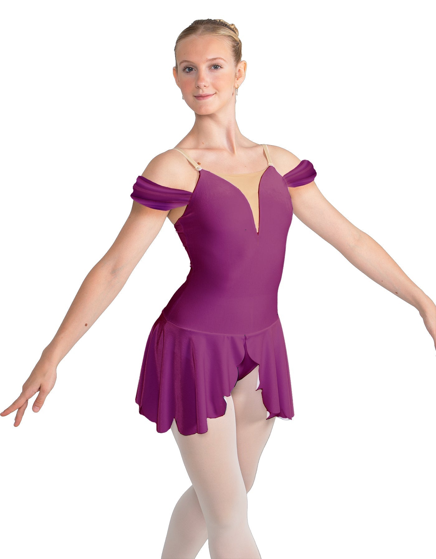Solid Lycra Regal Leotard with Peplum and Sleeves