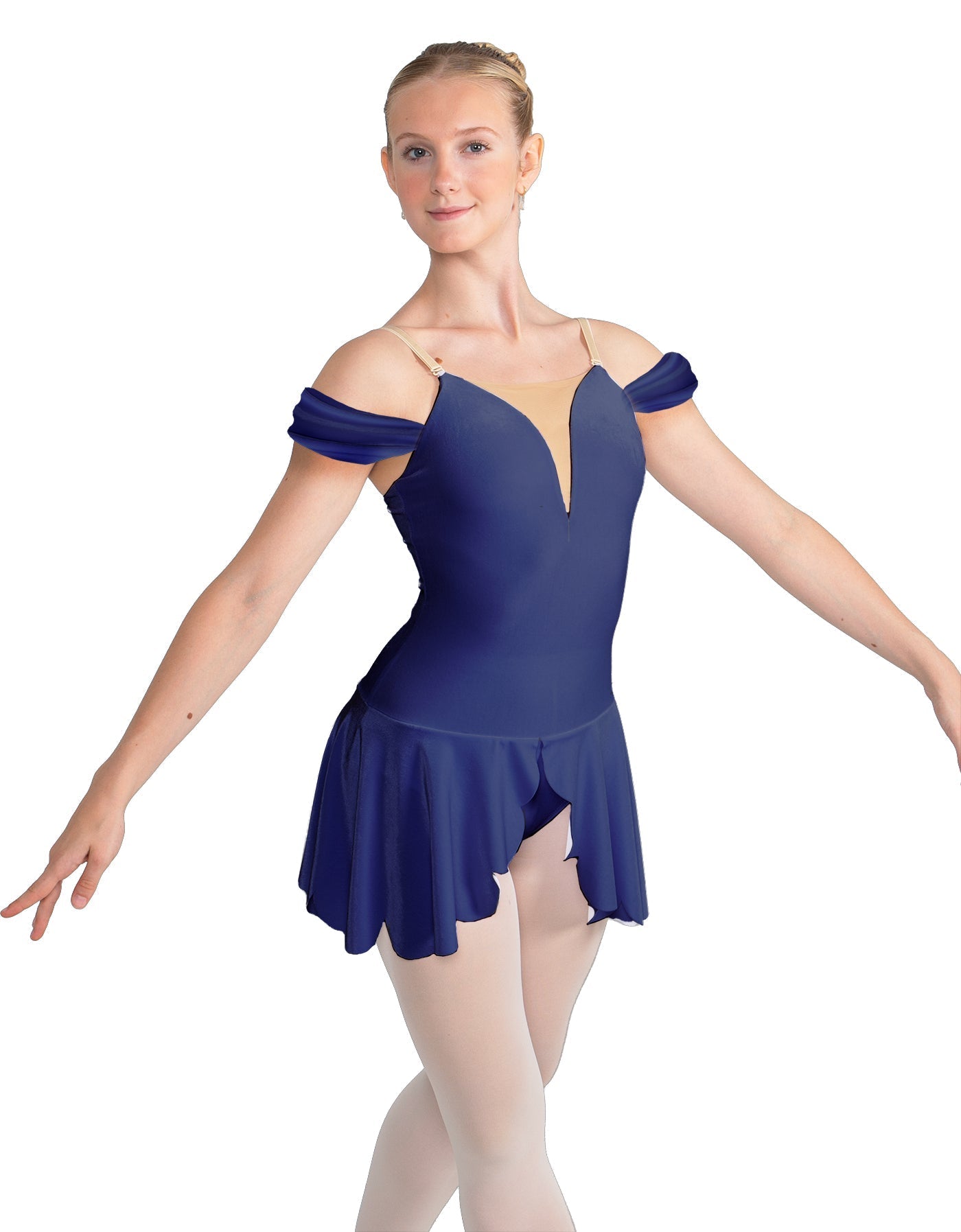 Solid Lycra Regal Leotard with Peplum and Sleeves