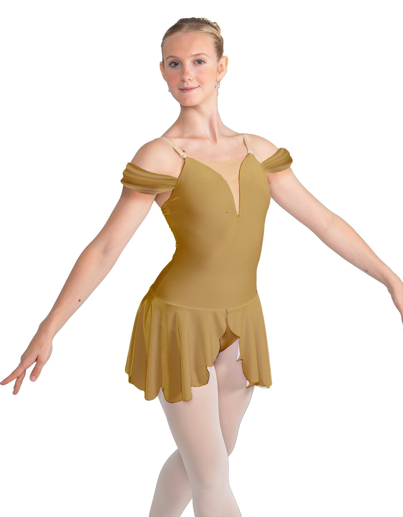 Solid Lycra Regal Leotard with Peplum and Sleeves