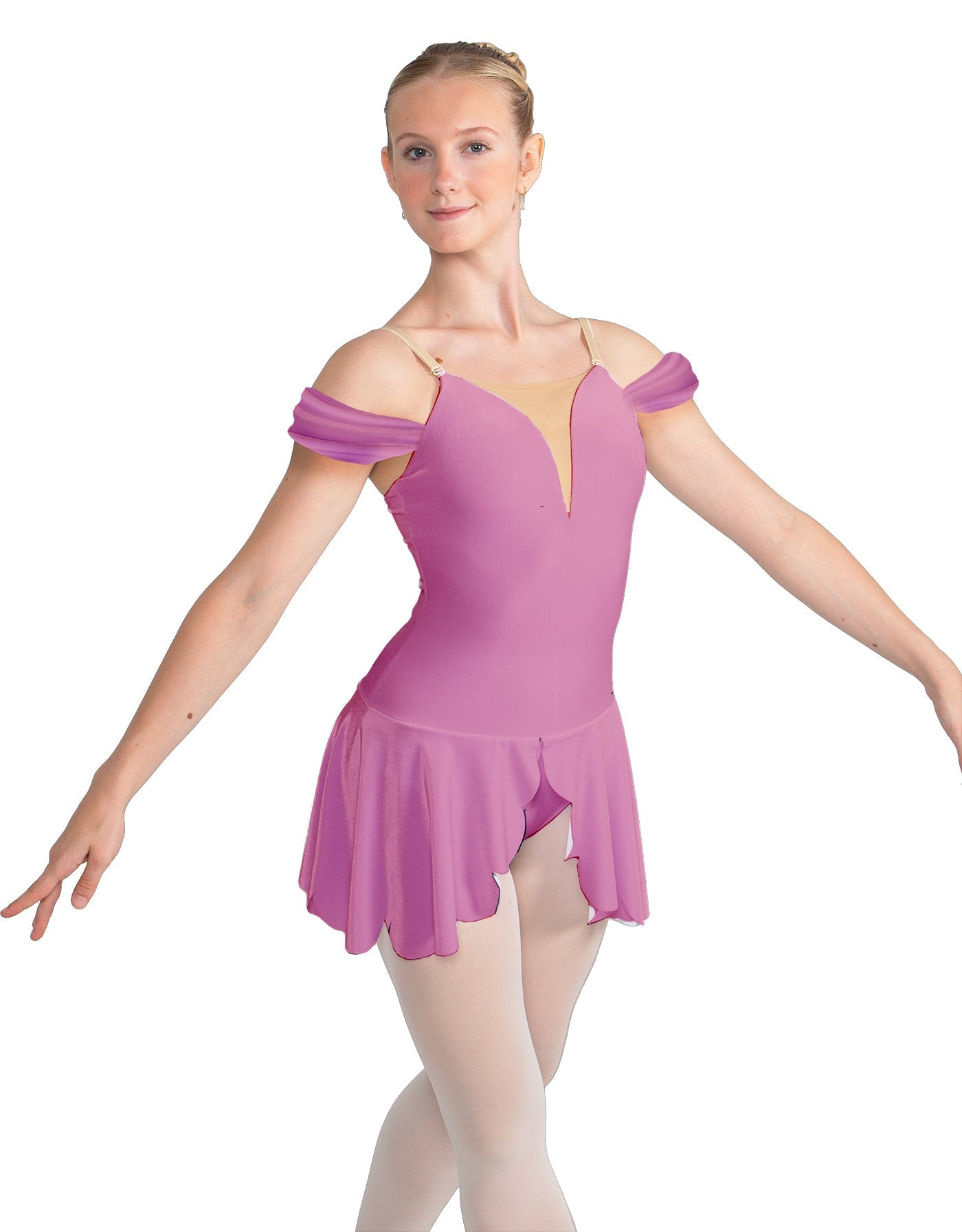 Solid Lycra Regal Leotard with Peplum and Sleeves