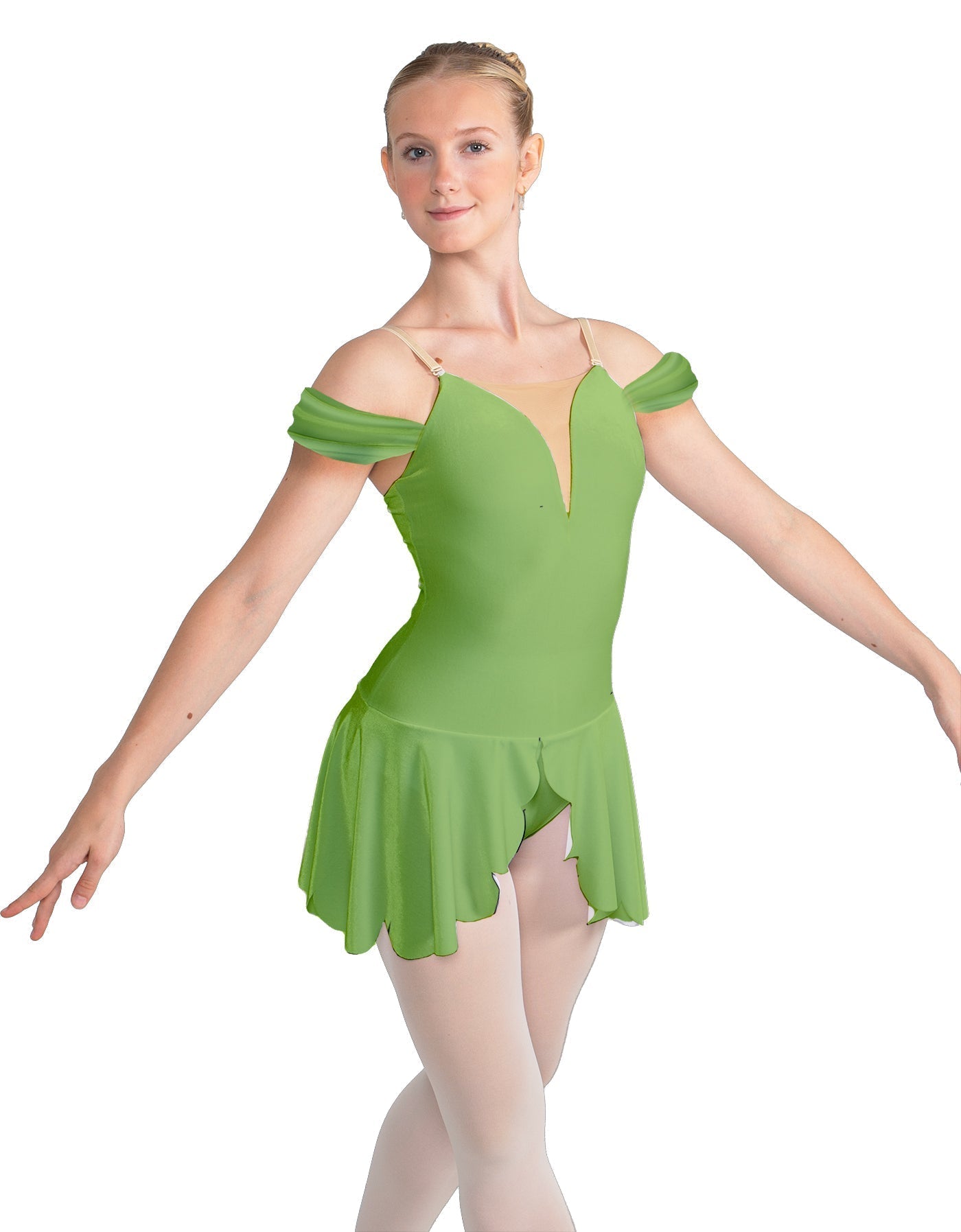 Solid Lycra Regal Leotard with Peplum and Sleeves
