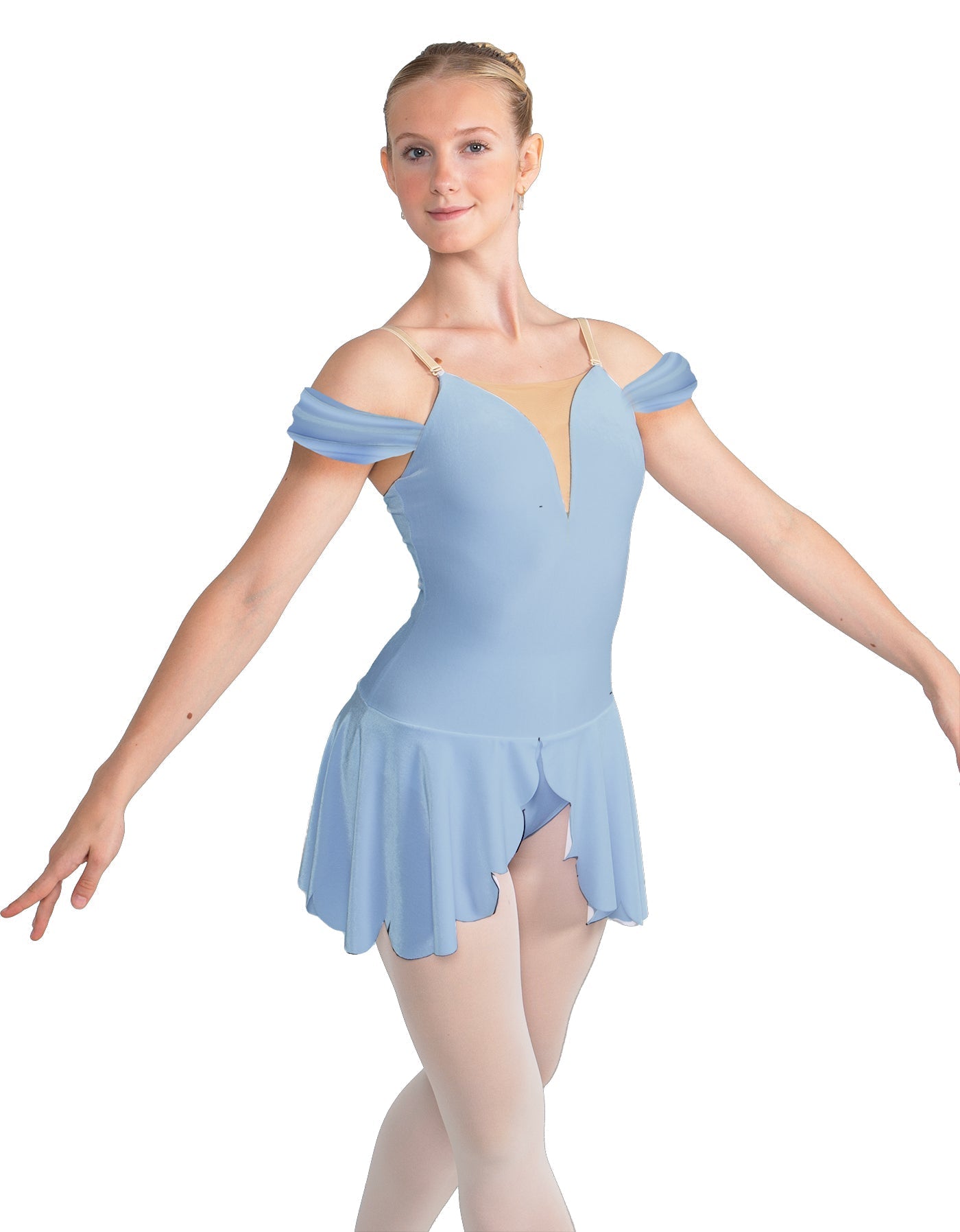 Solid Lycra Regal Leotard with Peplum and Sleeves