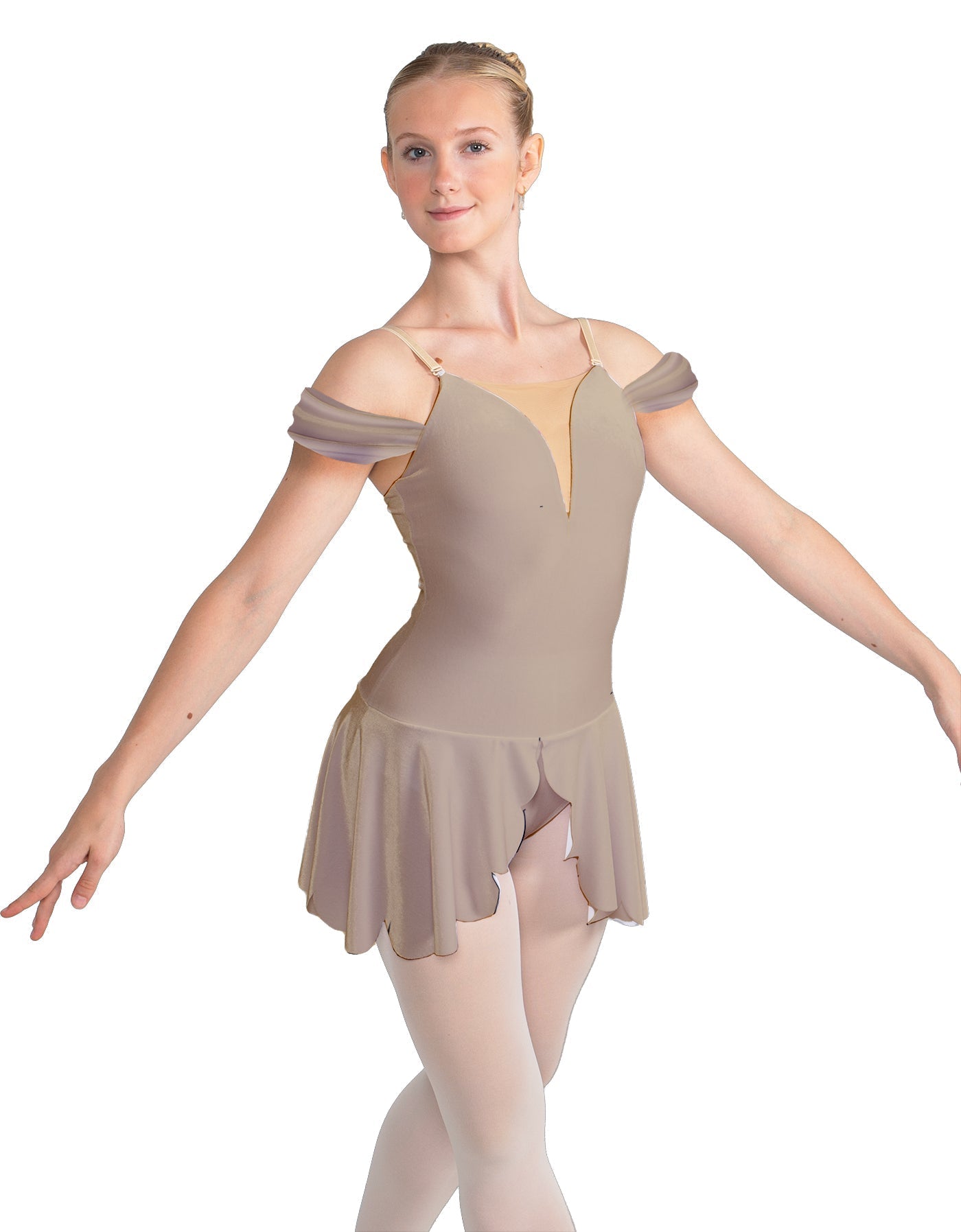 Solid Lycra Regal Leotard with Peplum and Sleeves