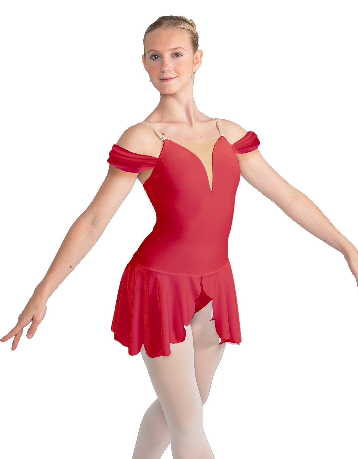 Solid Lycra Regal Leotard with Peplum and Sleeves