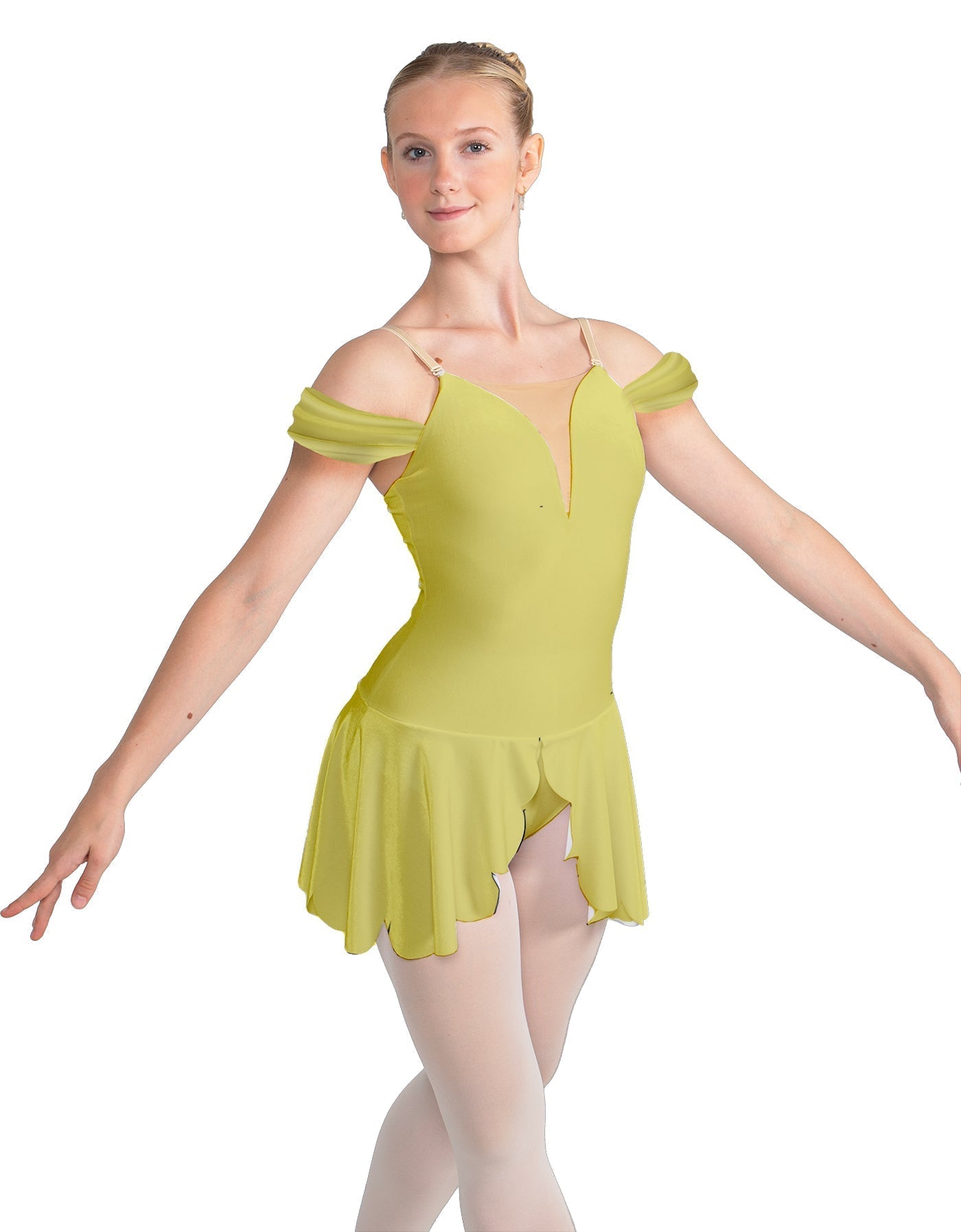 Solid Lycra Regal Leotard with Peplum and Sleeves