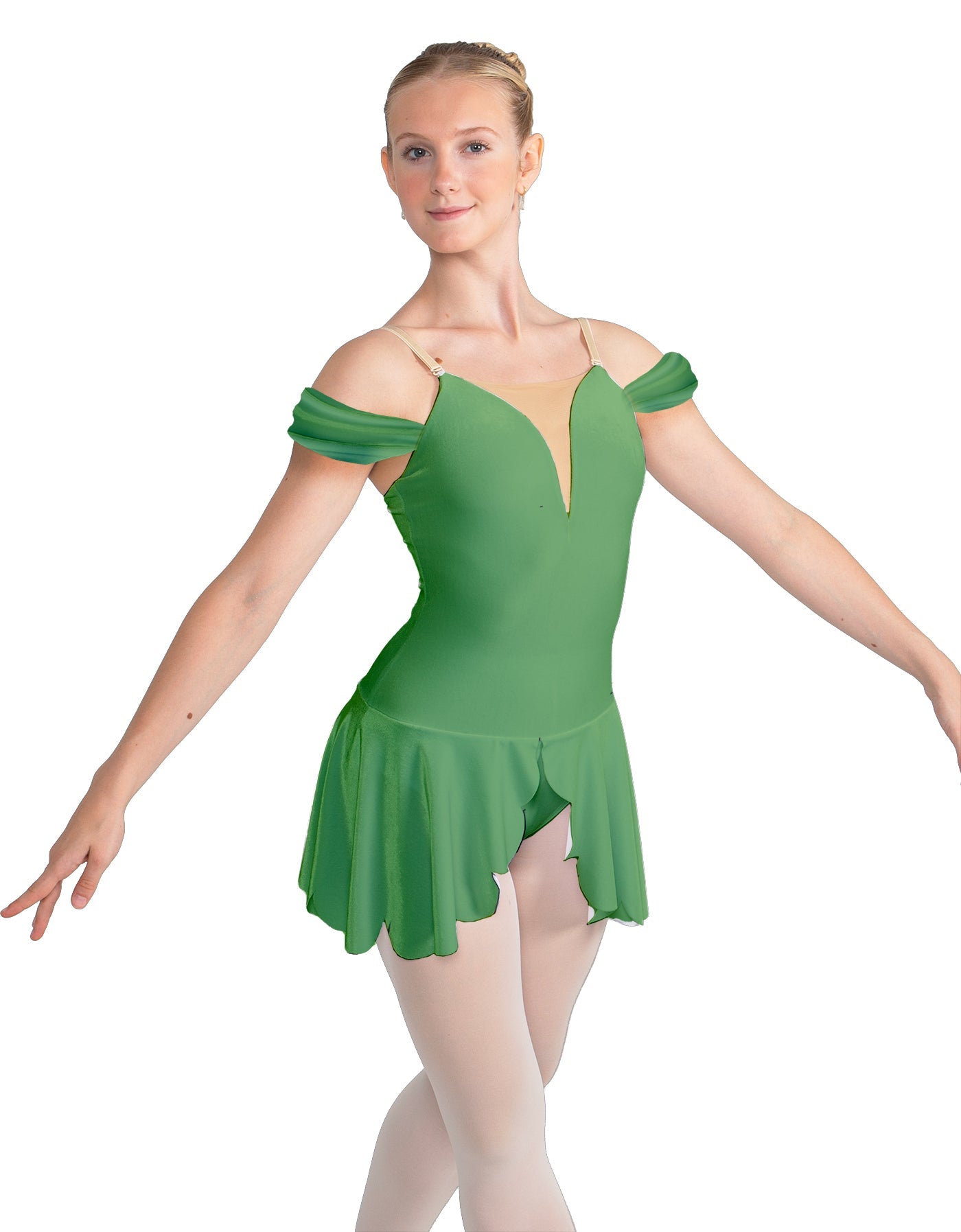 Solid Lycra Regal Leotard with Peplum and Sleeves
