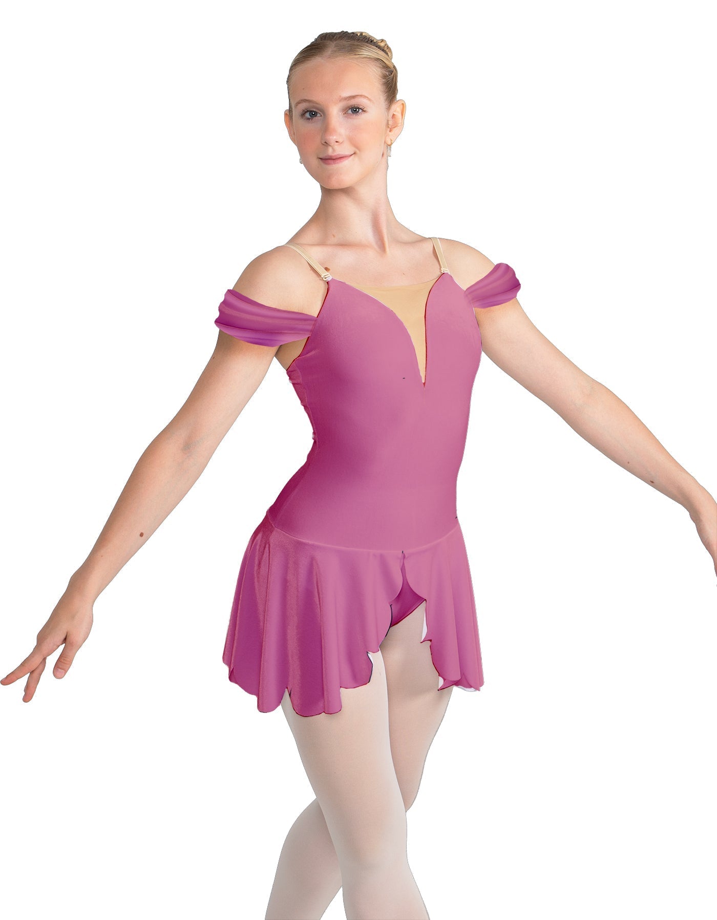 Solid Lycra Regal Leotard with Peplum and Sleeves
