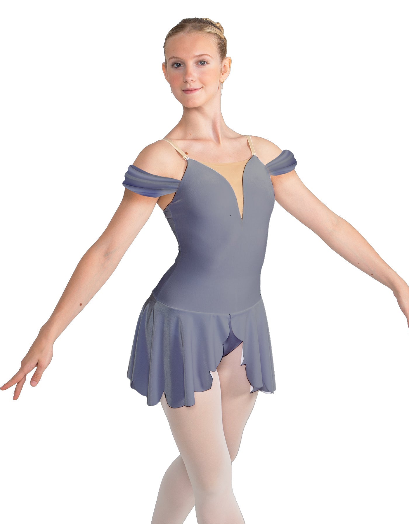 Solid Lycra Regal Leotard with Peplum and Sleeves