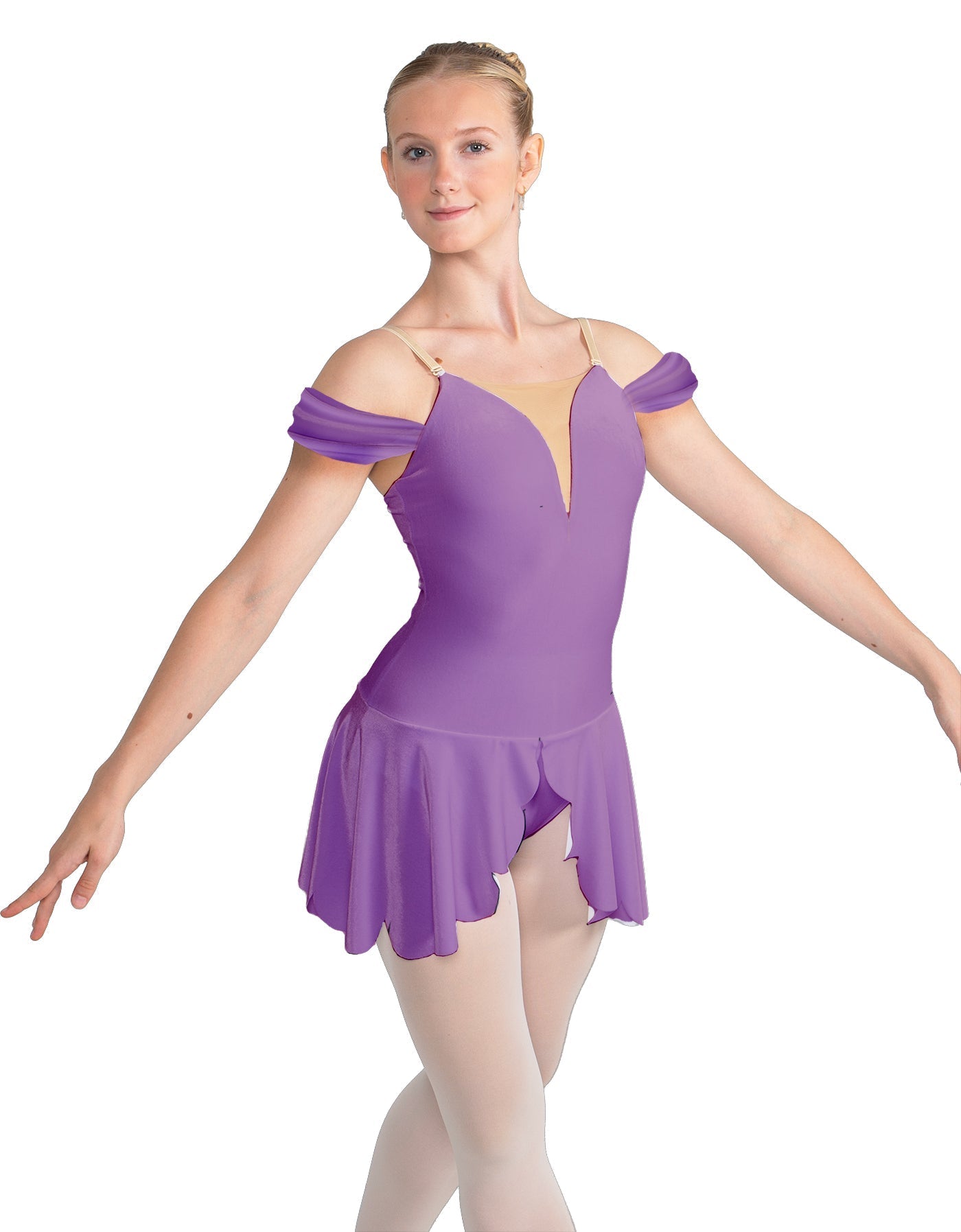 Solid Lycra Regal Leotard with Peplum and Sleeves