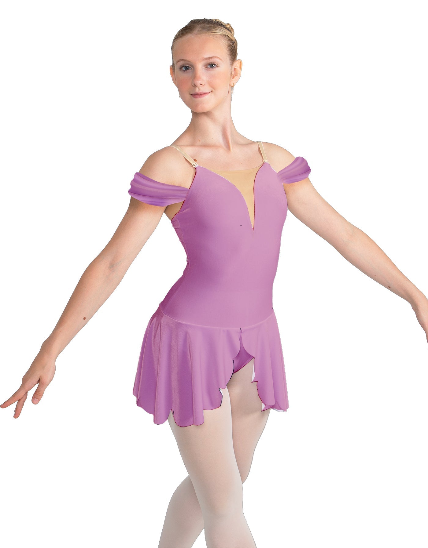 Solid Lycra Regal Leotard with Peplum and Sleeves