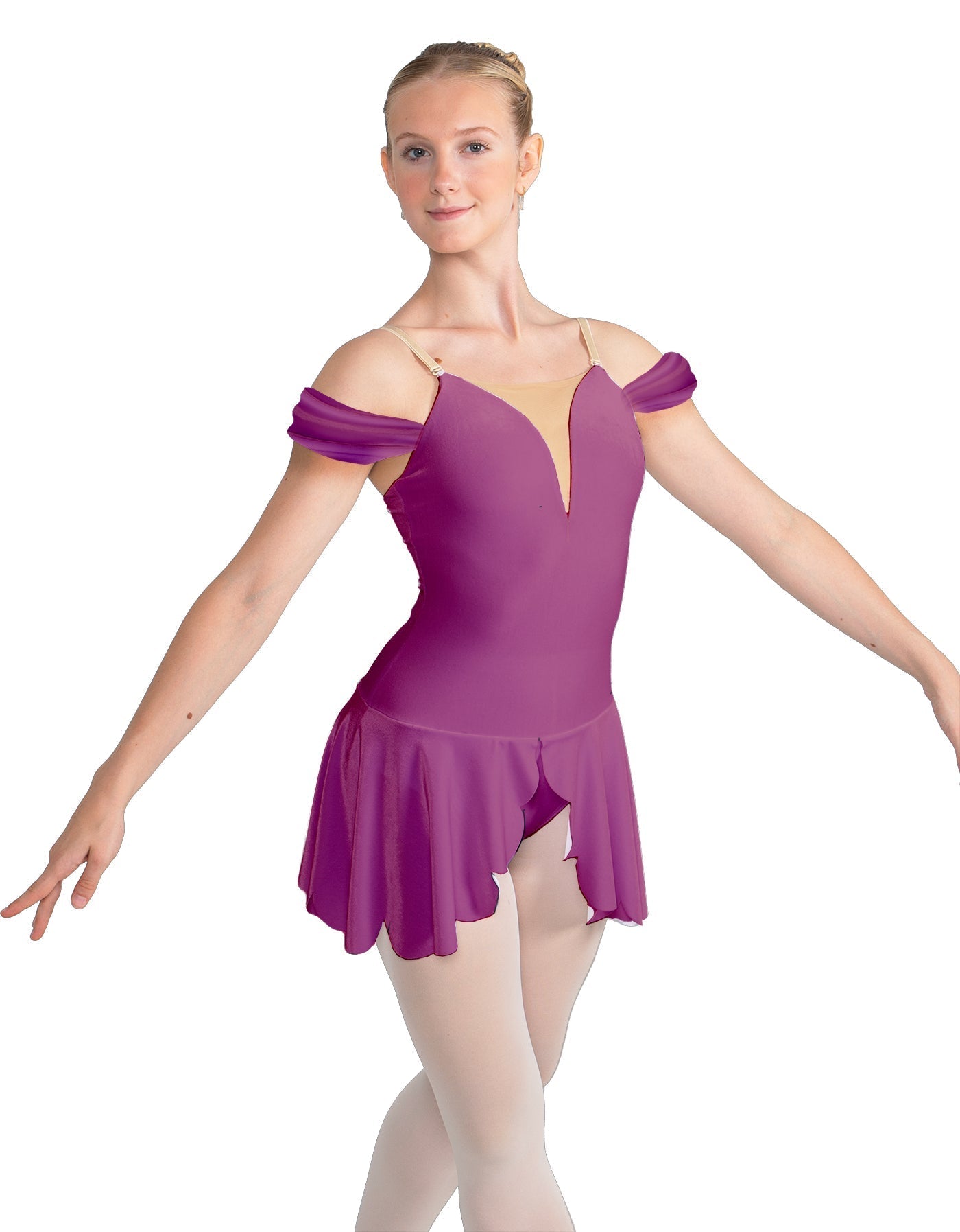 Solid Lycra Regal Leotard with Peplum and Sleeves