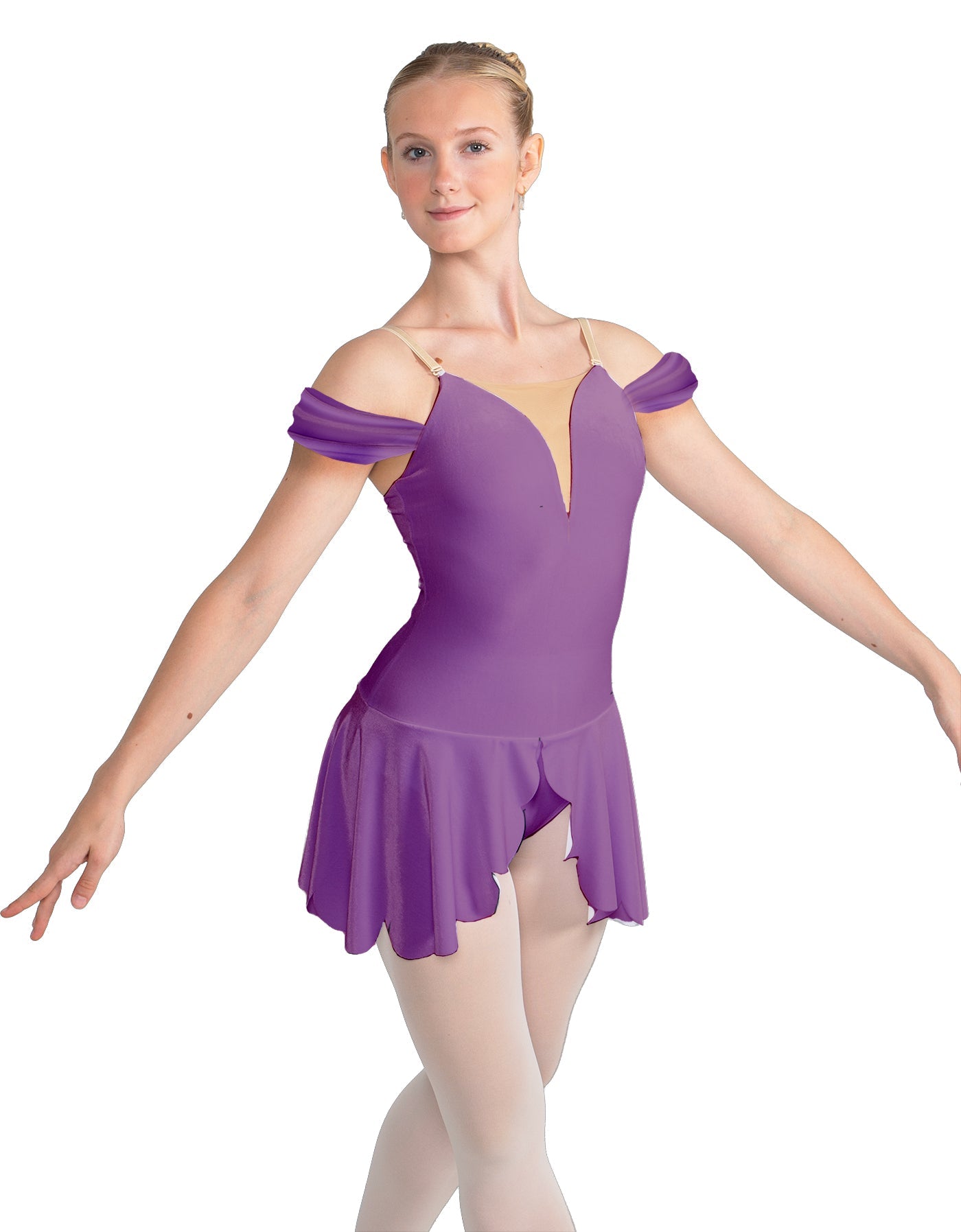 Solid Lycra Regal Leotard with Peplum and Sleeves