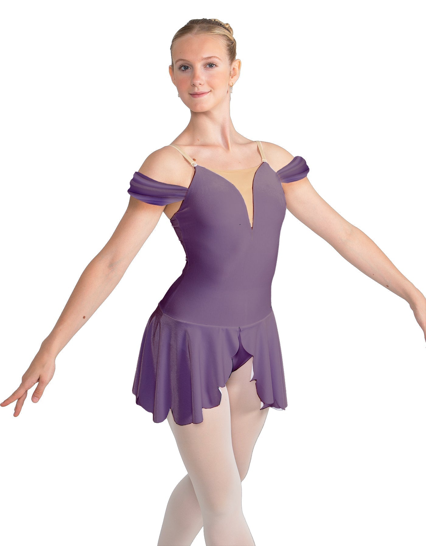 Solid Lycra Regal Leotard with Peplum and Sleeves