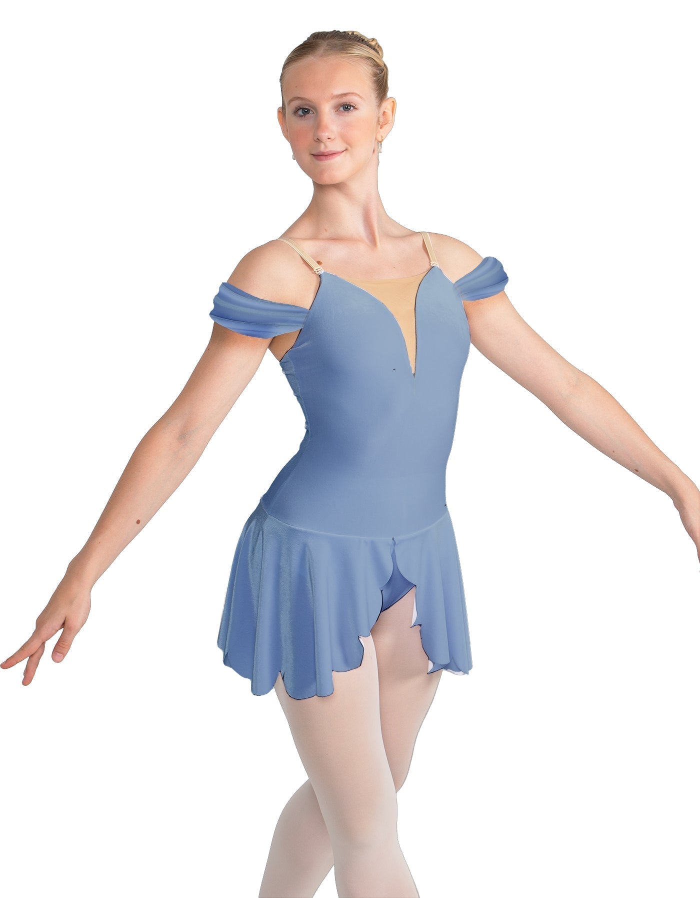 Solid Lycra Regal Leotard with Peplum and Sleeves