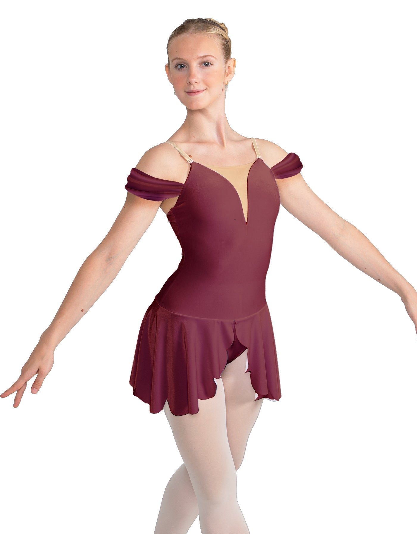 Solid Lycra Regal Leotard with Peplum and Sleeves