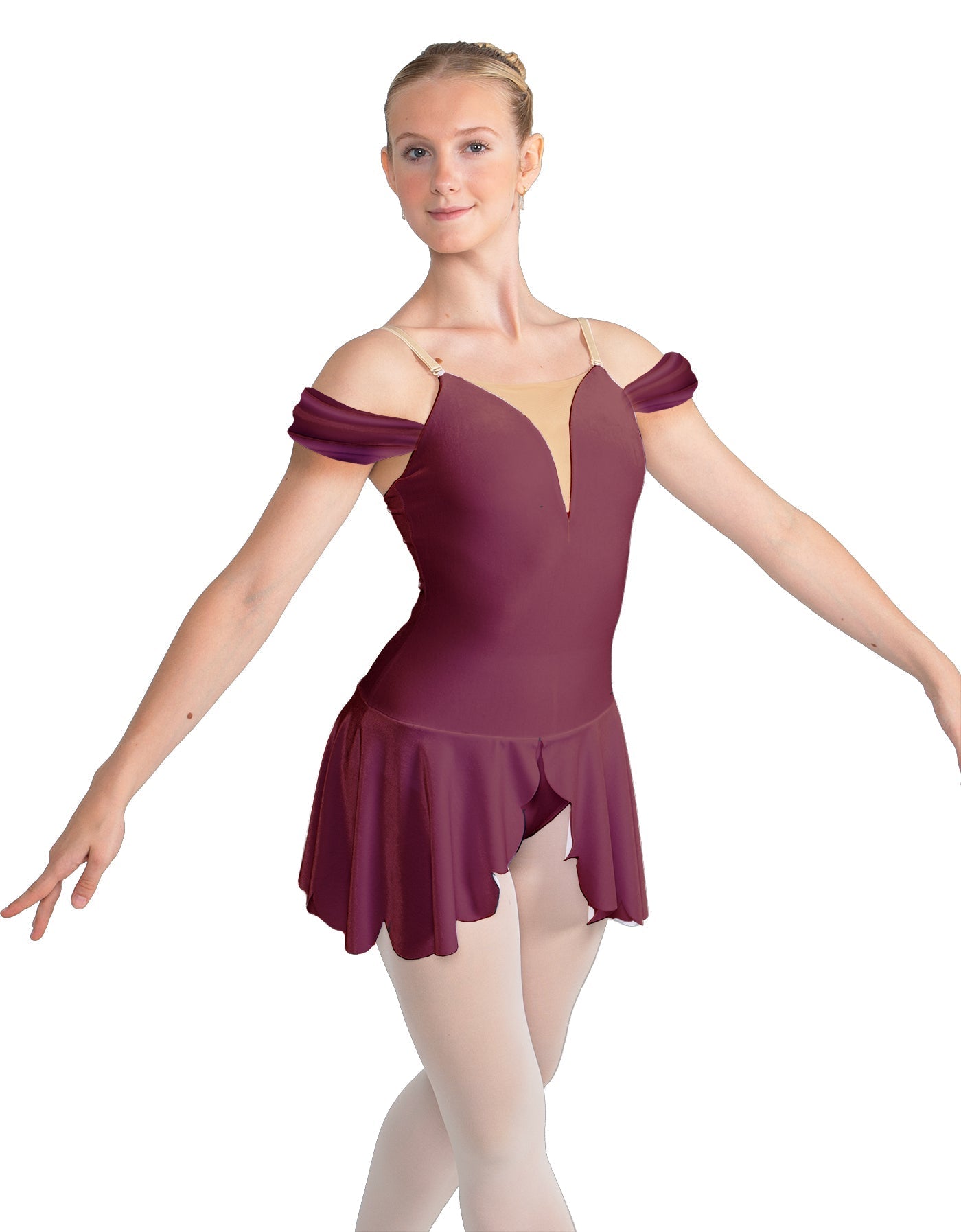 Solid Lycra Regal Leotard with Peplum and Sleeves