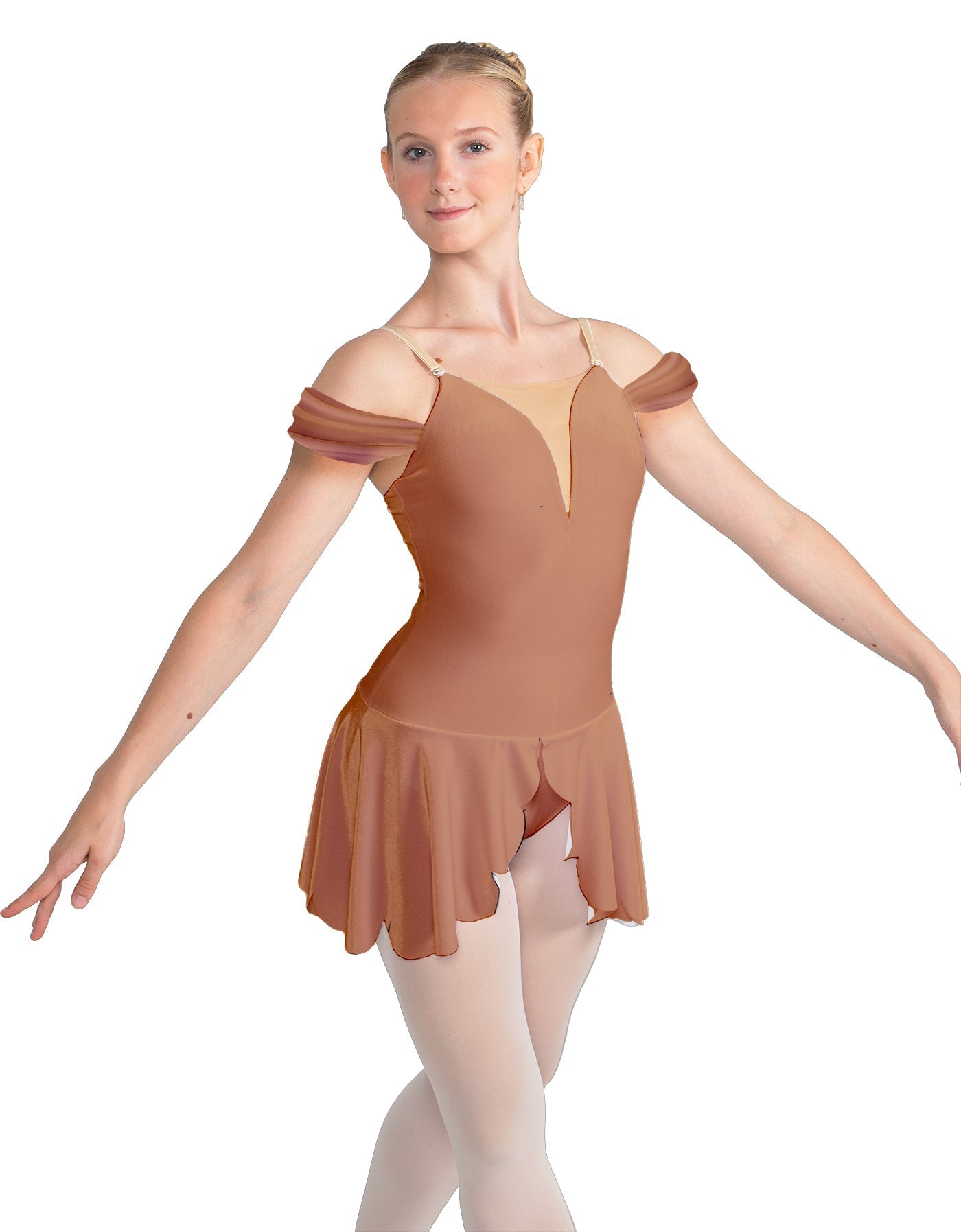Solid Lycra Regal Leotard with Peplum and Sleeves