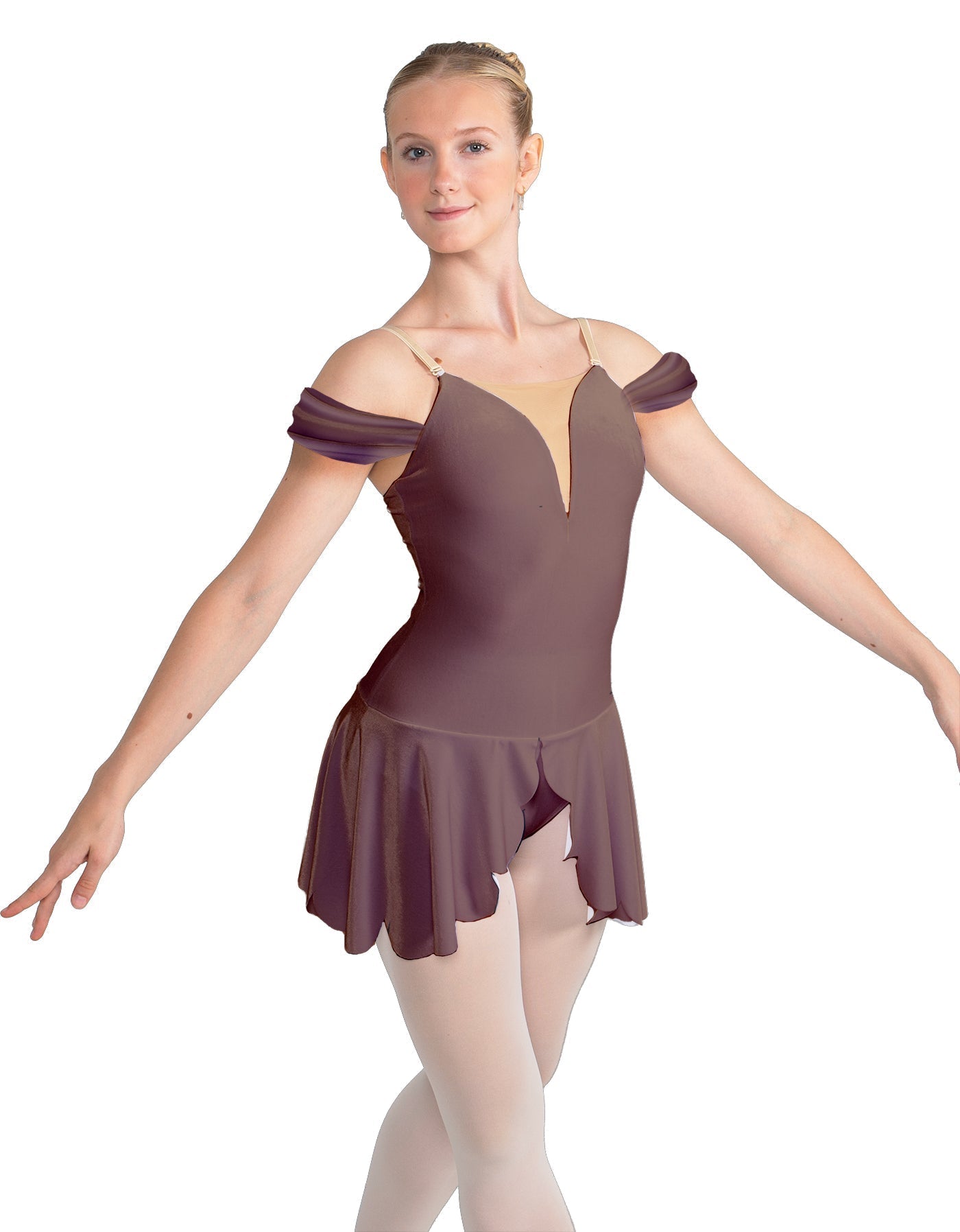 Solid Lycra Regal Leotard with Peplum and Sleeves