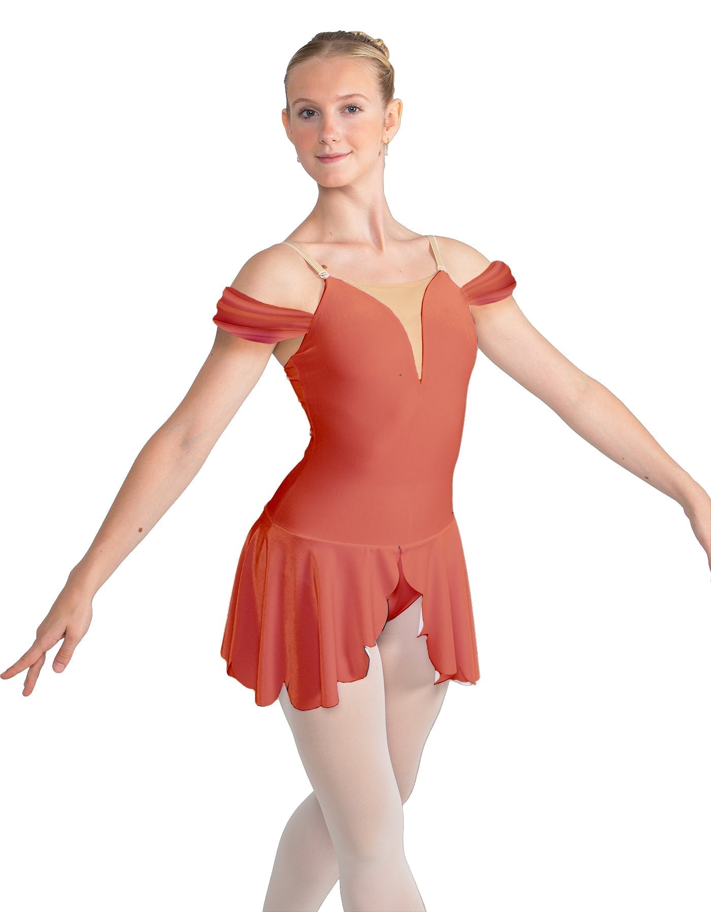 Solid Lycra Regal Leotard with Peplum and Sleeves