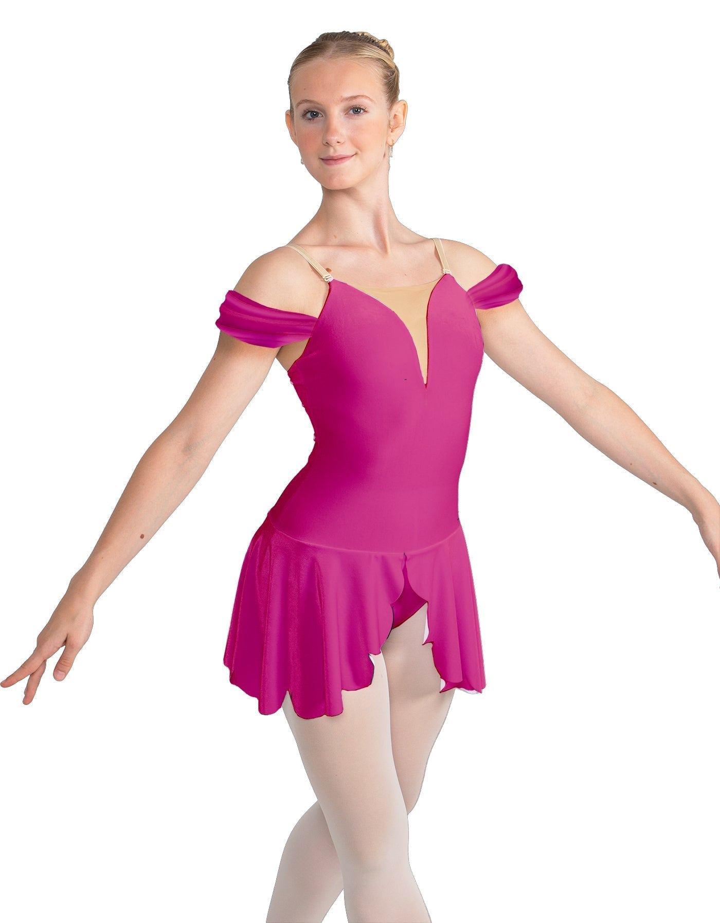 Solid Lycra Regal Leotard with Peplum and Sleeves
