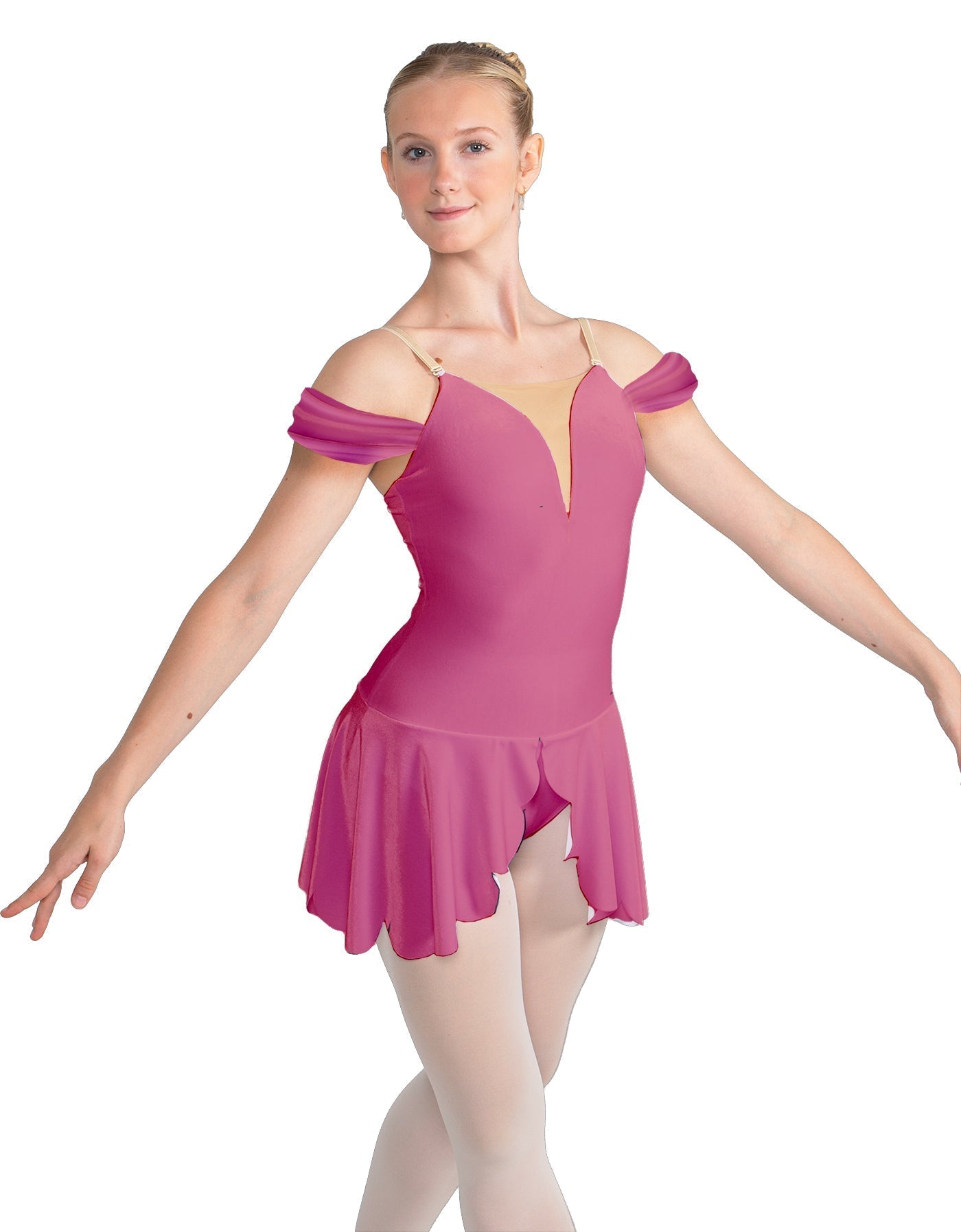 Solid Lycra Regal Leotard with Peplum and Sleeves