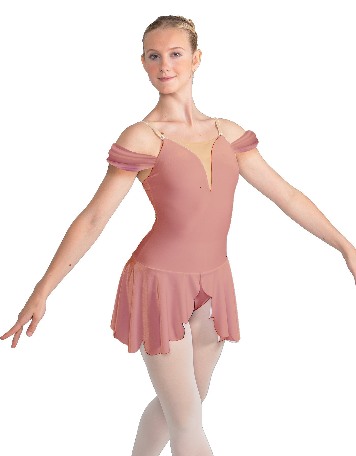 Solid Lycra Regal Leotard with Peplum and Sleeves