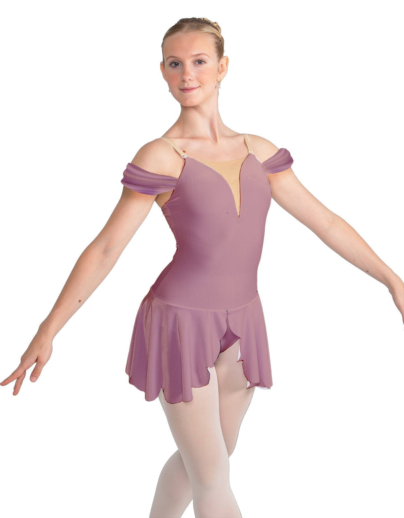 Solid Lycra Regal Leotard with Peplum and Sleeves