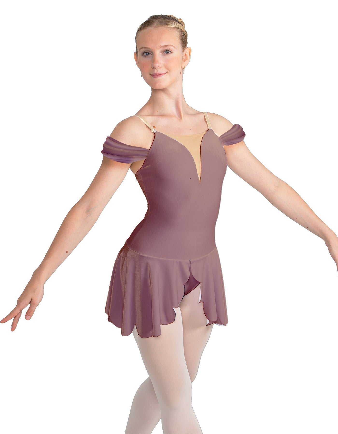 Solid Lycra Regal Leotard with Peplum and Sleeves