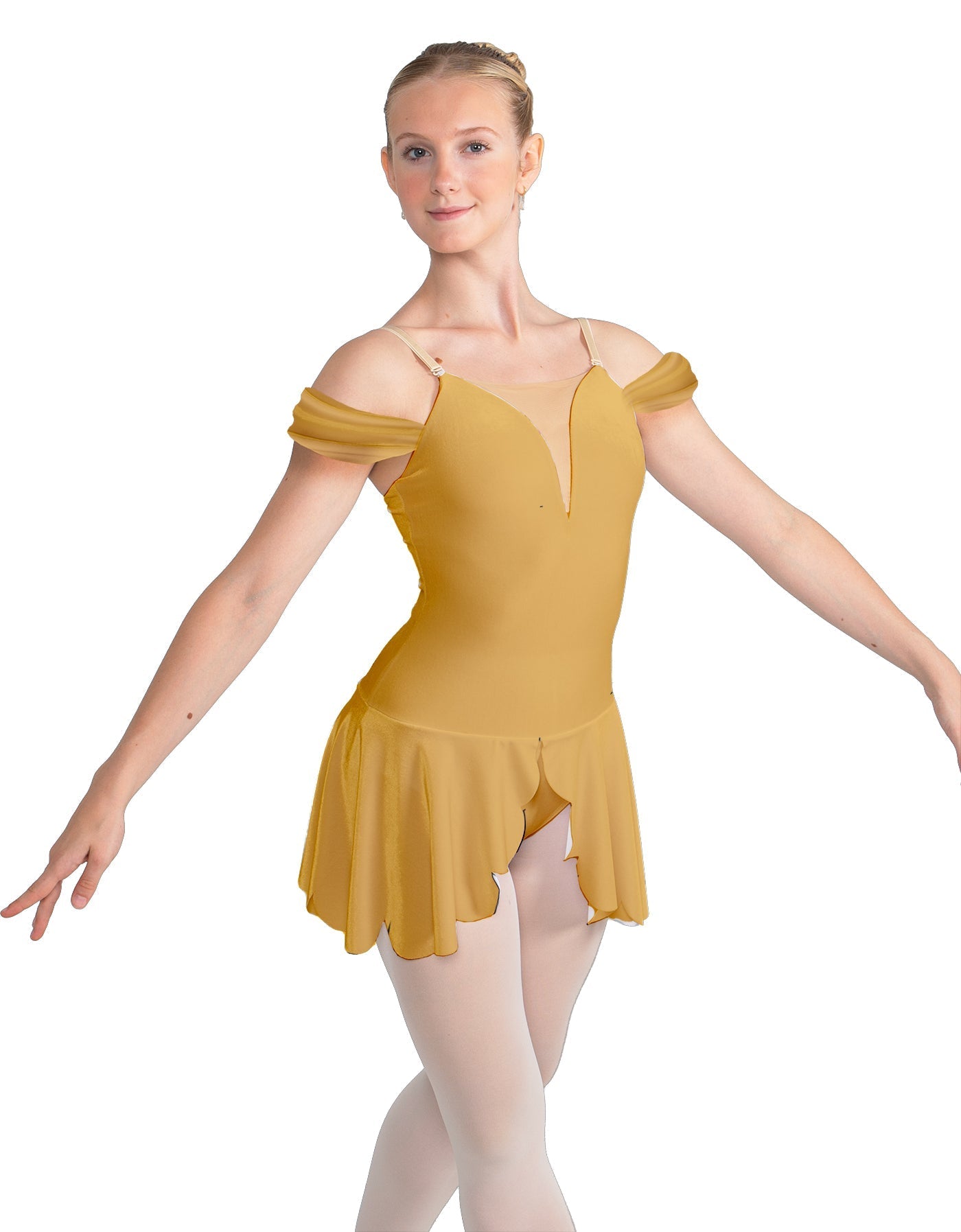 Solid Lycra Regal Leotard with Peplum and Sleeves