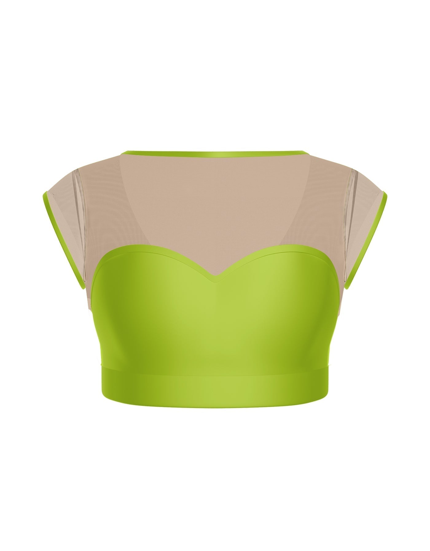 Solid Lycra Mesh Bow Back Crop Top