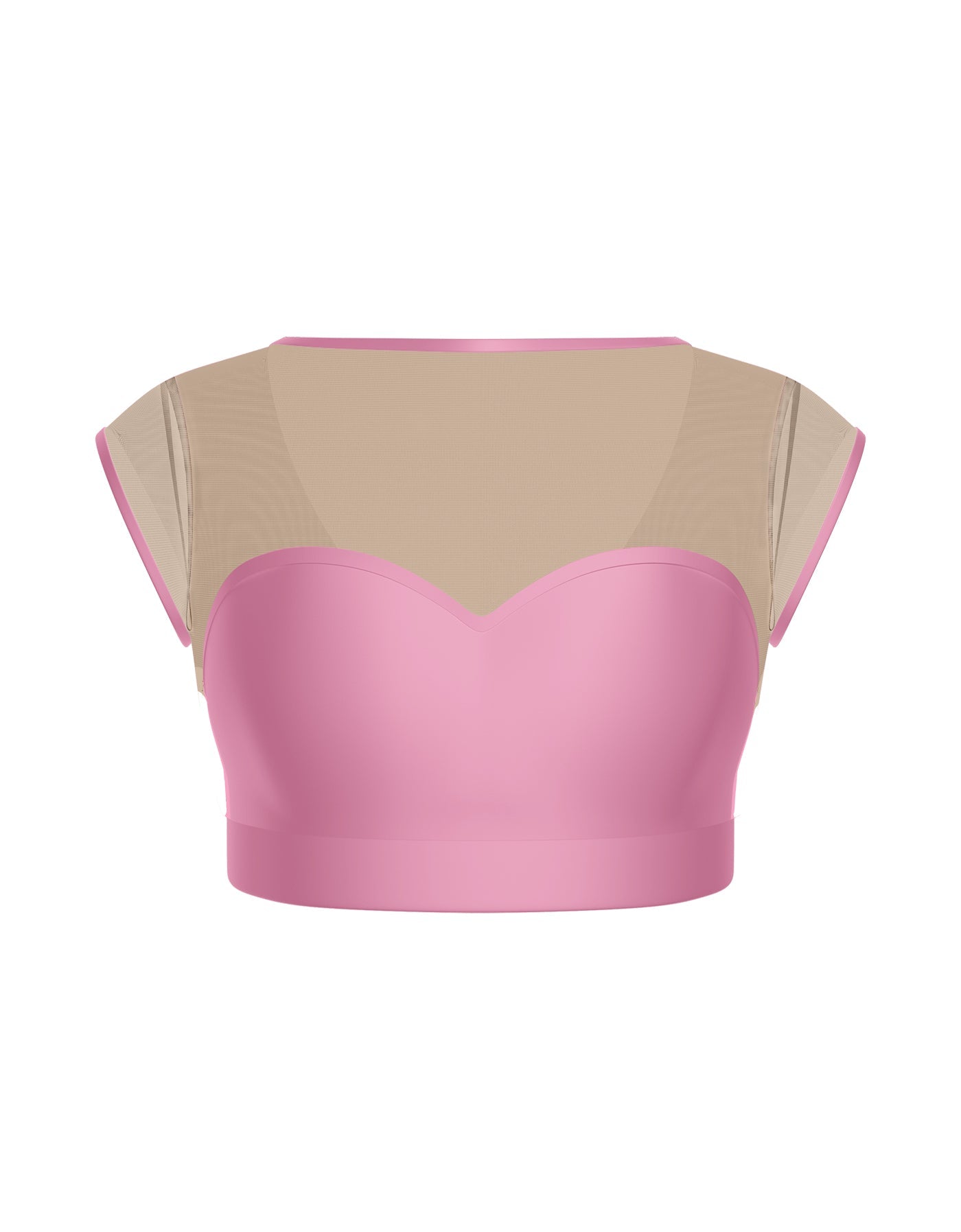 Solid Lycra Mesh Bow Back Crop Top