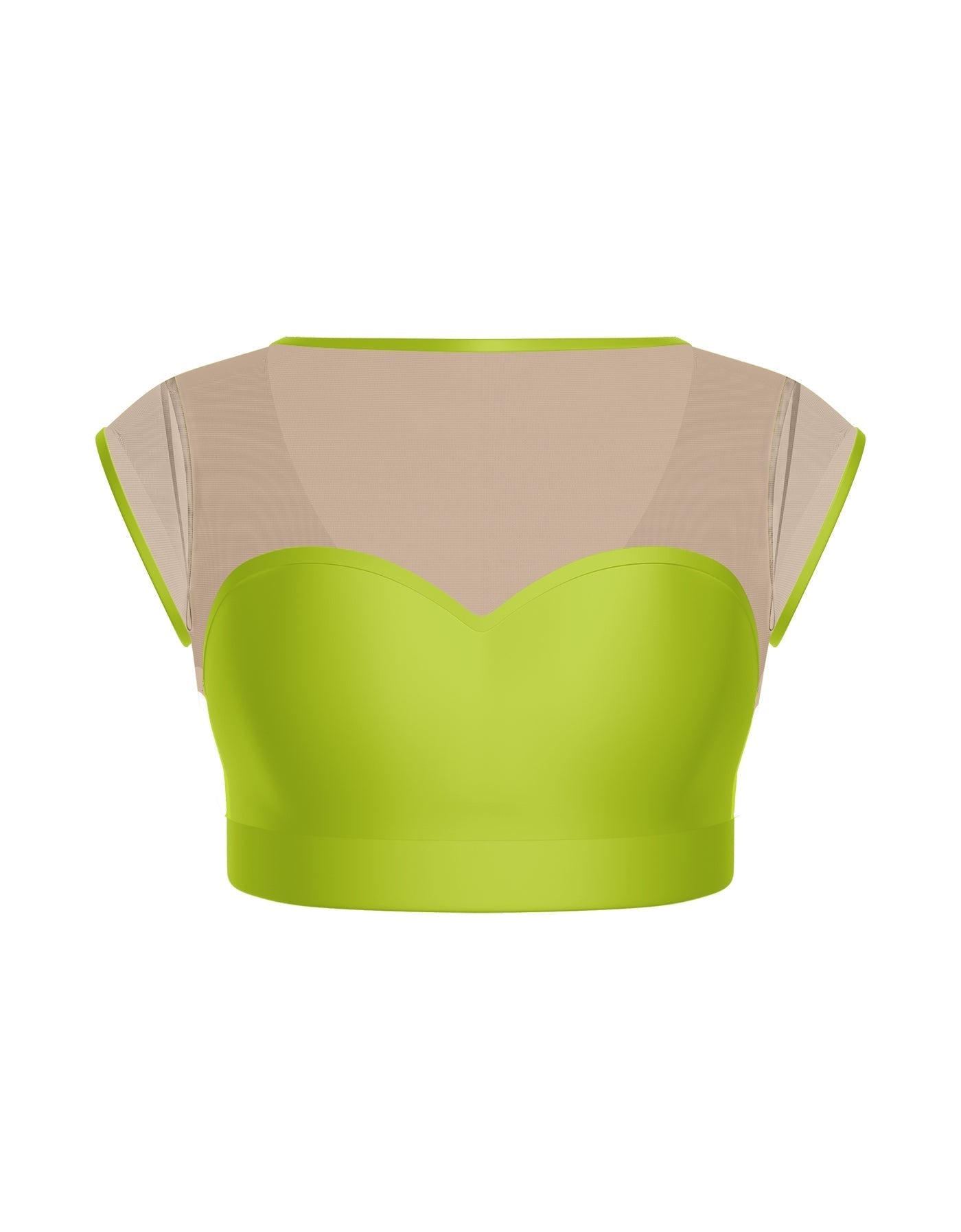 Solid Lycra Mesh Bow Back Crop Top