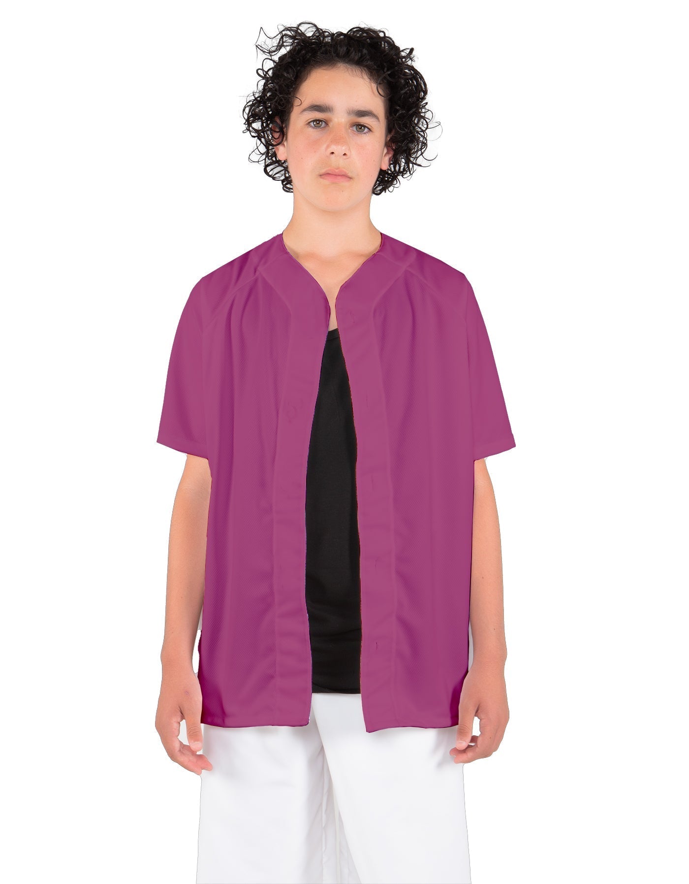 Solid Baseball Jersey With Snaps