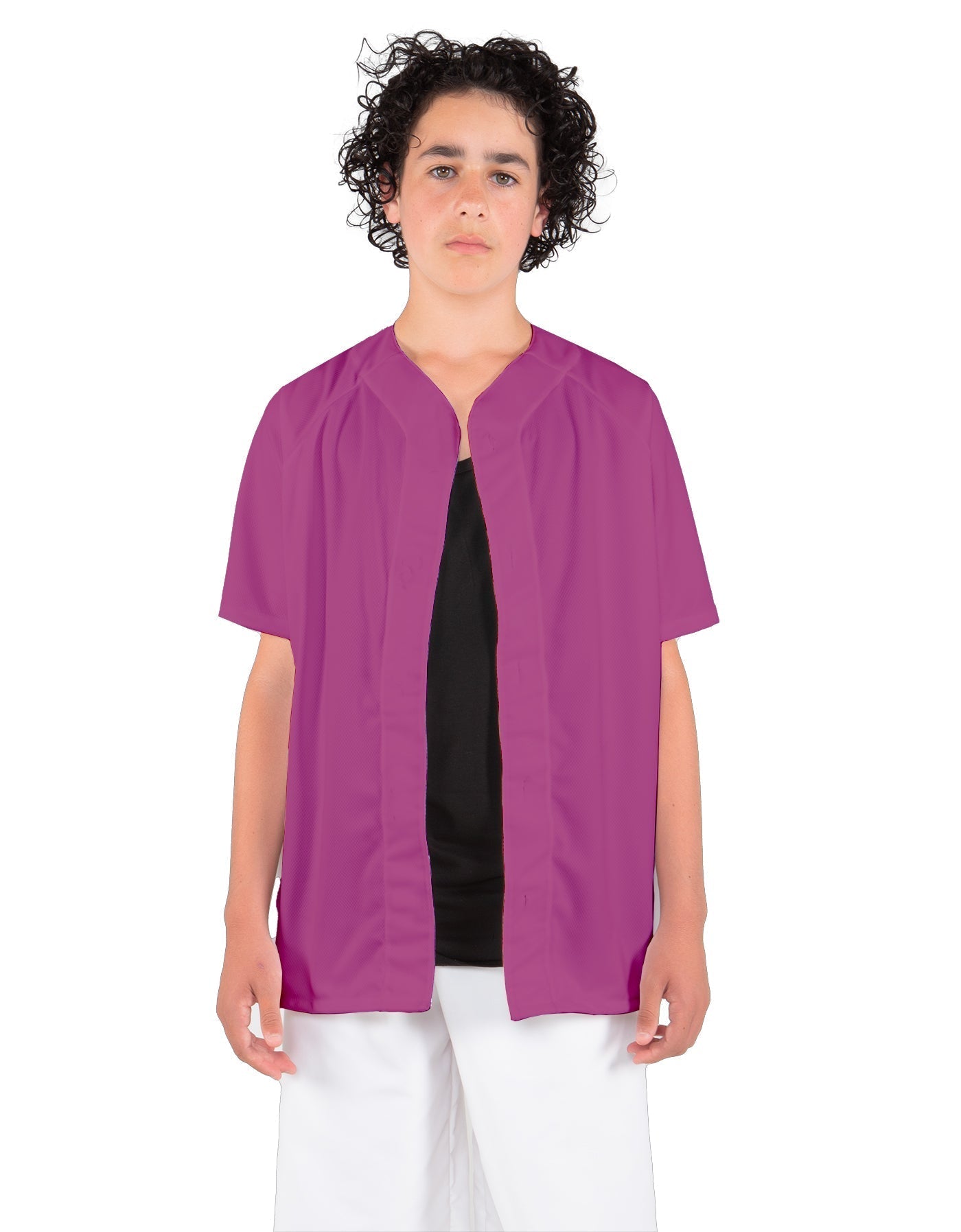 Solid Baseball Jersey With Snaps