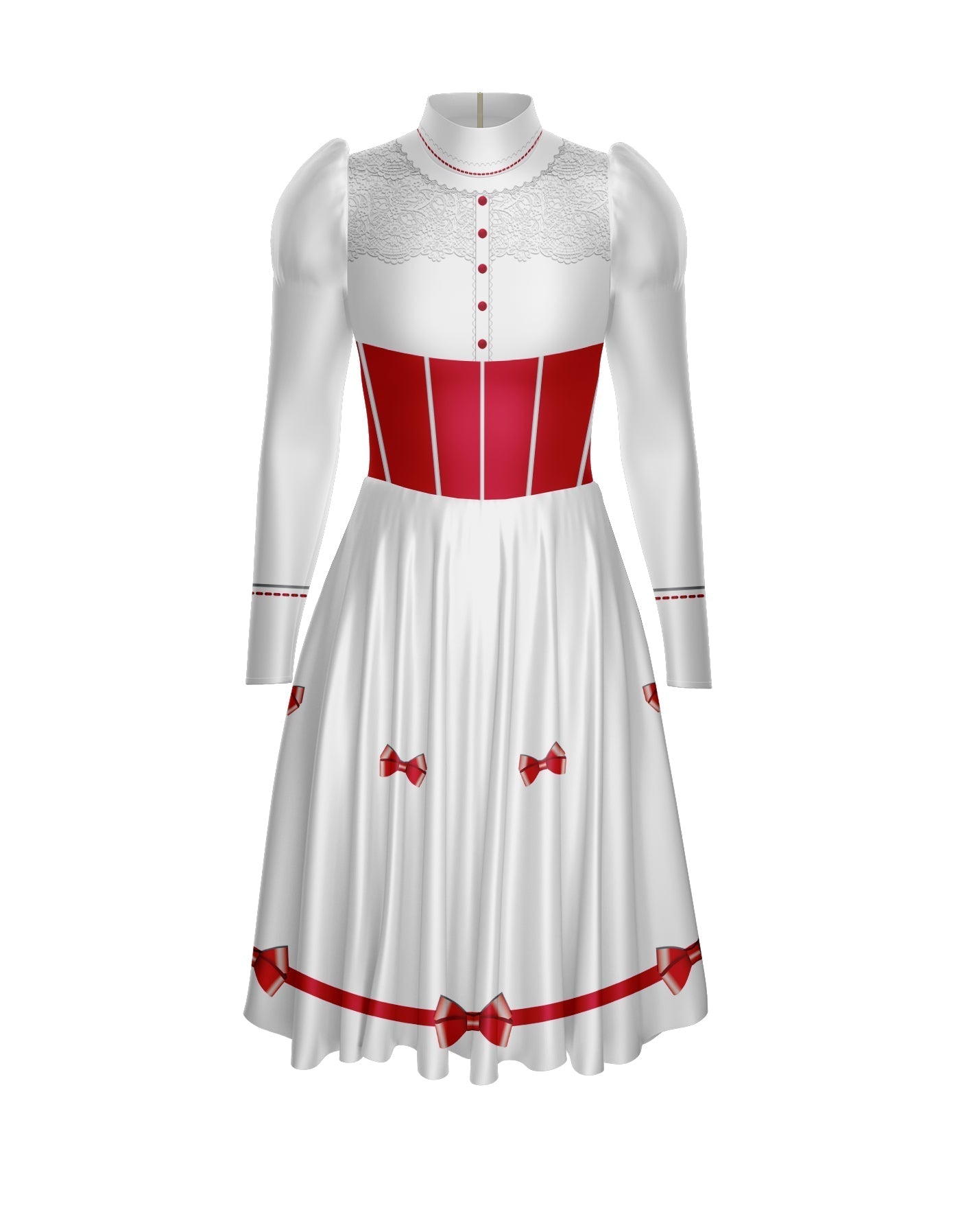 Jolly Holiday LS Puff Sleeve TNeck Dress with Character Skirt