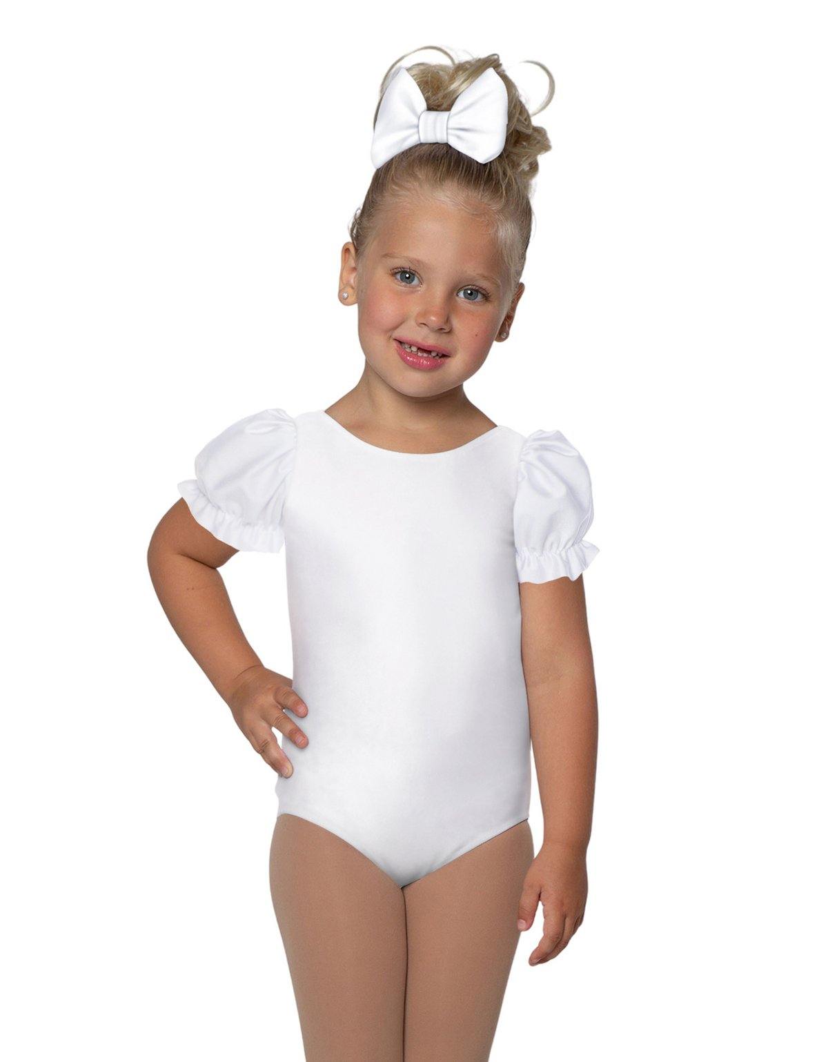 Solid Lycra Puff Sleeve Leotard