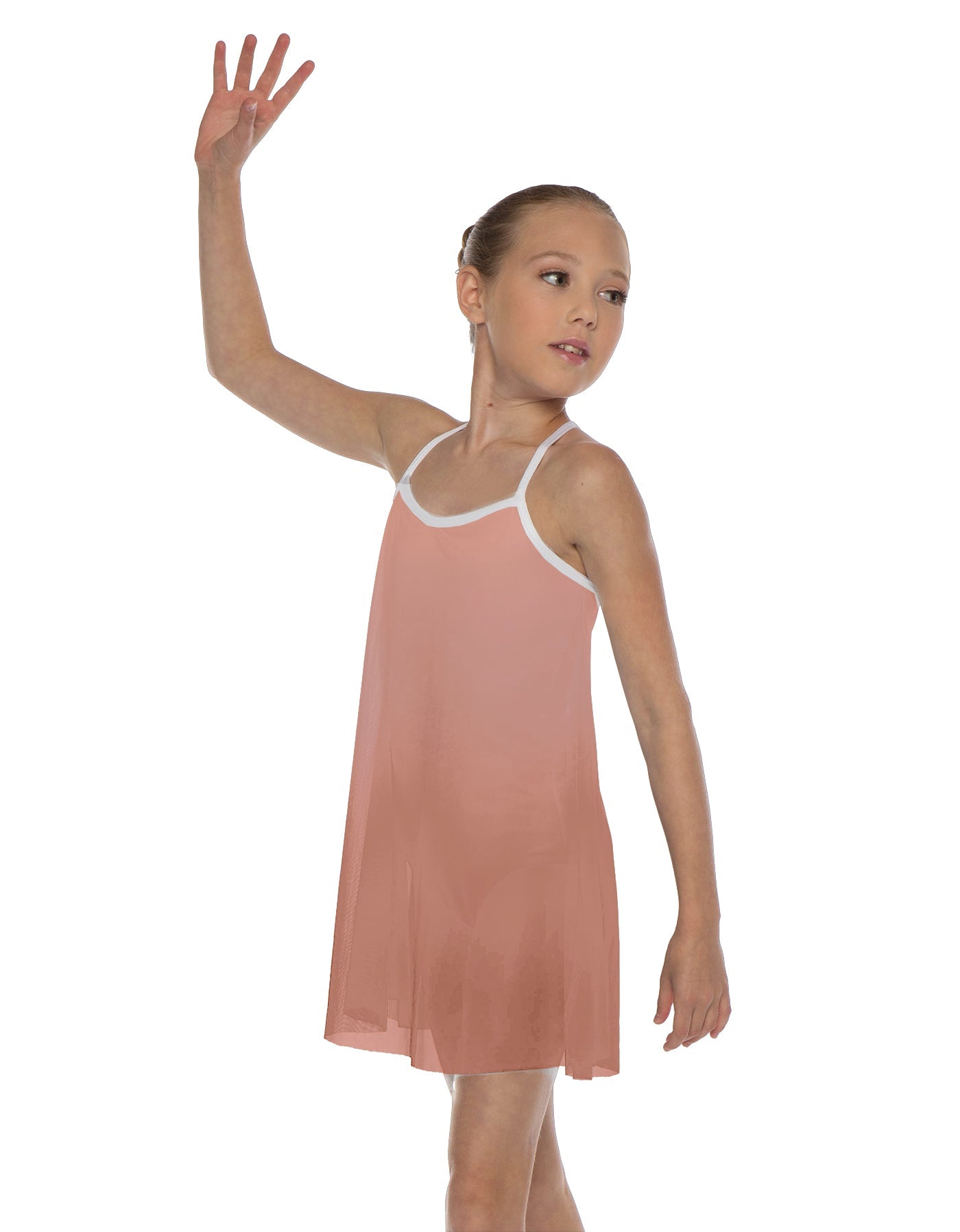 Solid Short Polychiffon Dress with White Lycra Body