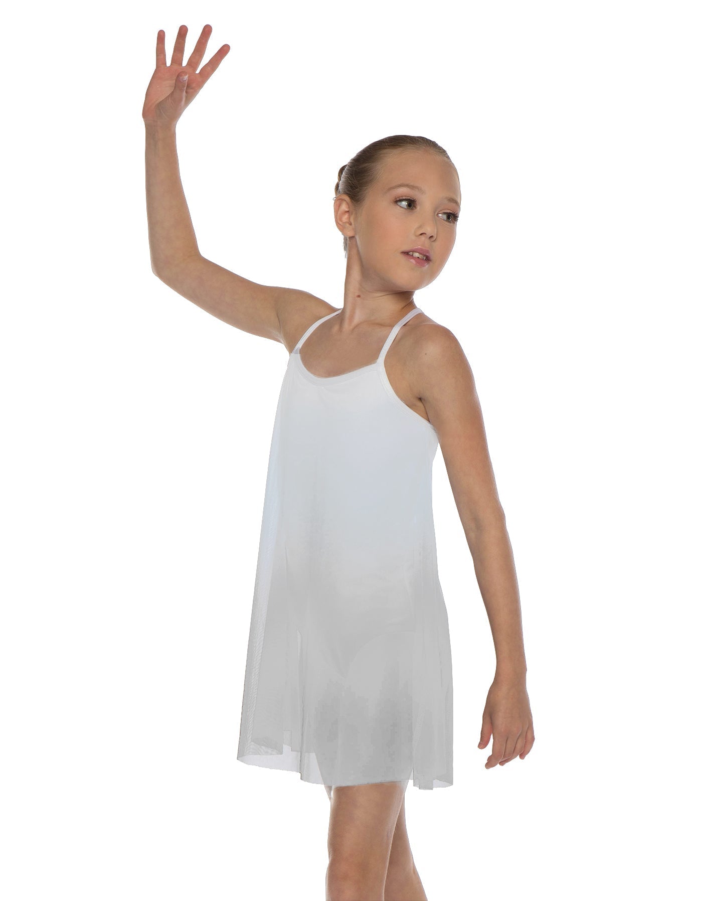 Solid Short Polychiffon Dress with White Lycra Body