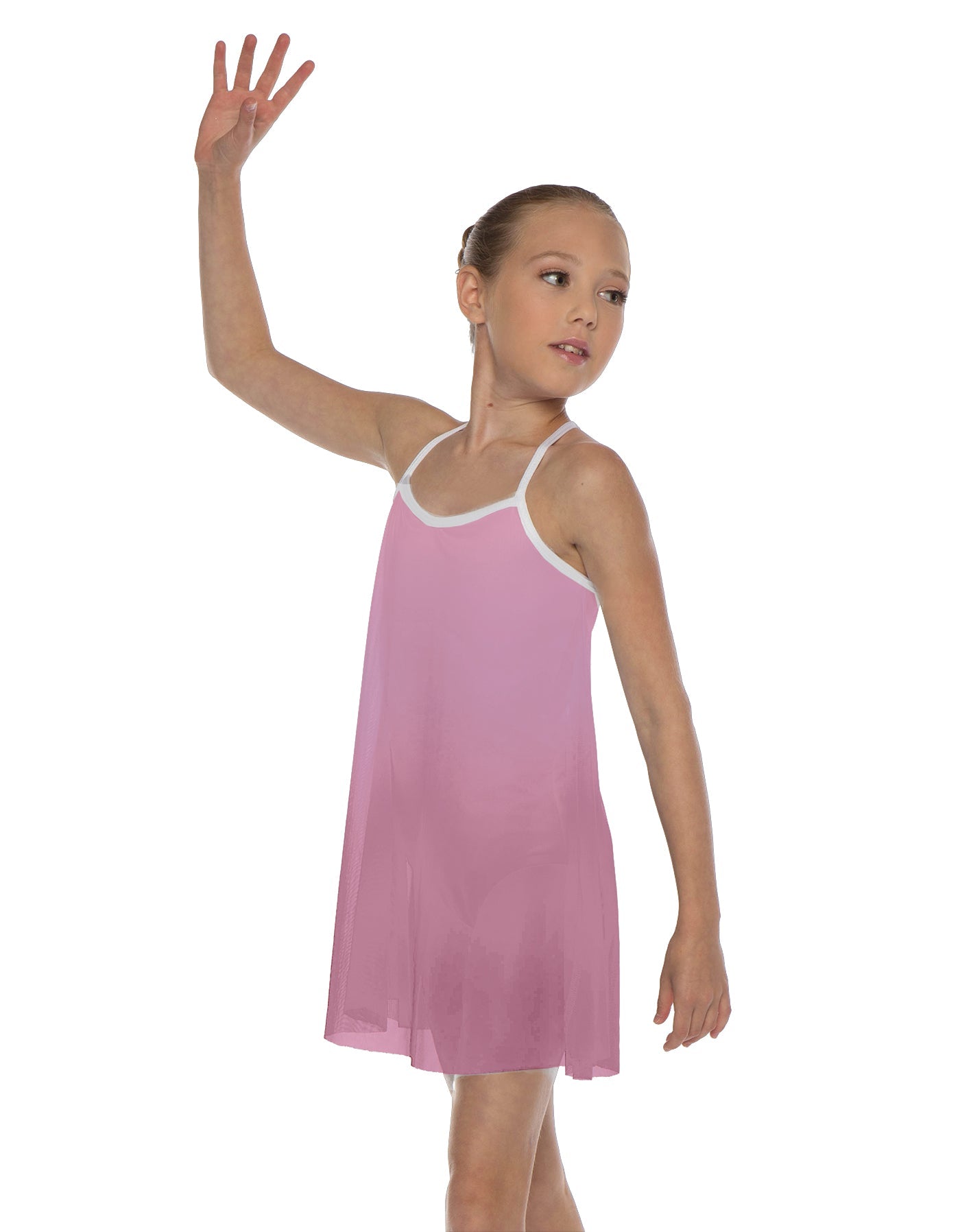 Solid Short Polychiffon Dress with White Lycra Body