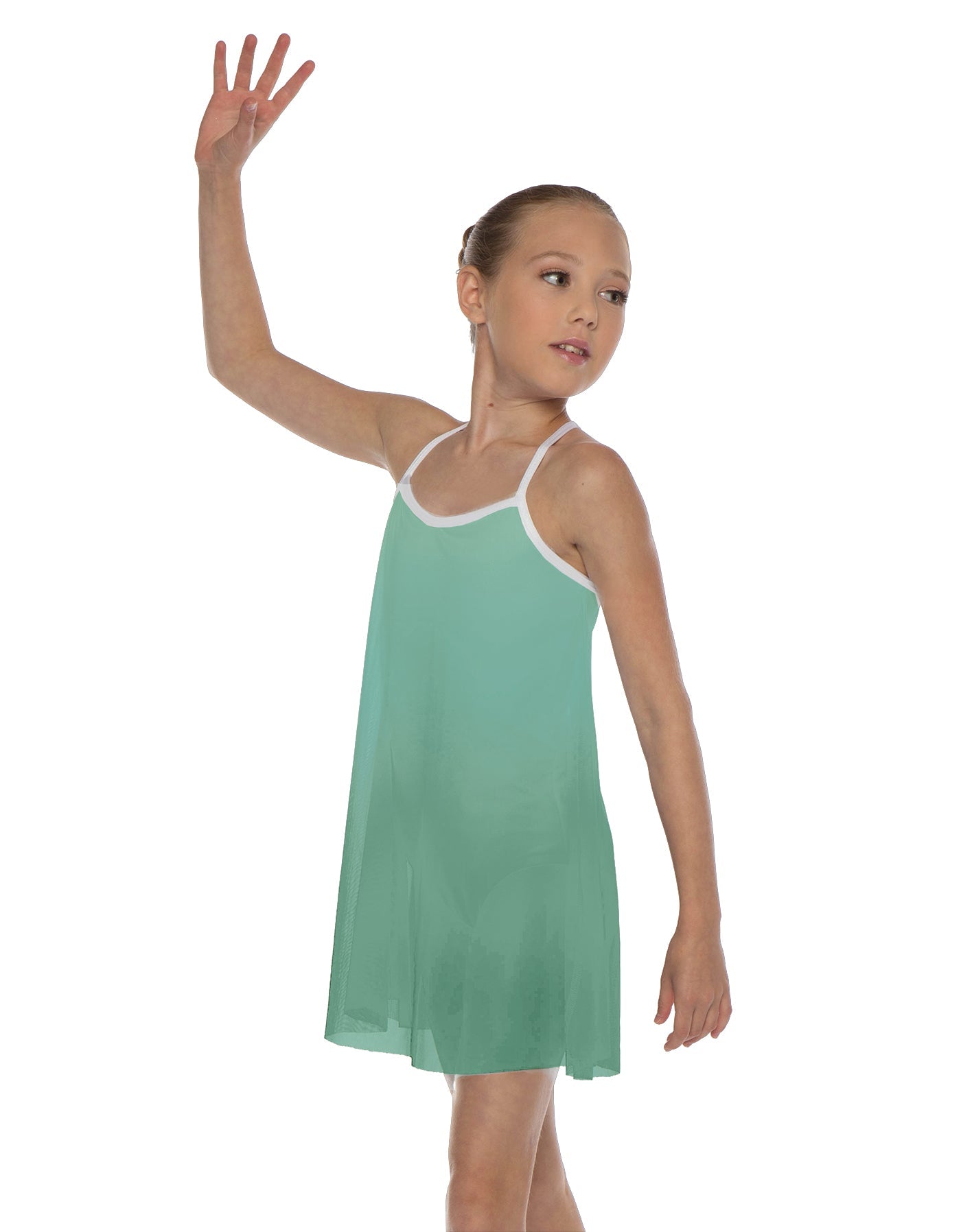 Solid Short Polychiffon Dress with White Lycra Body