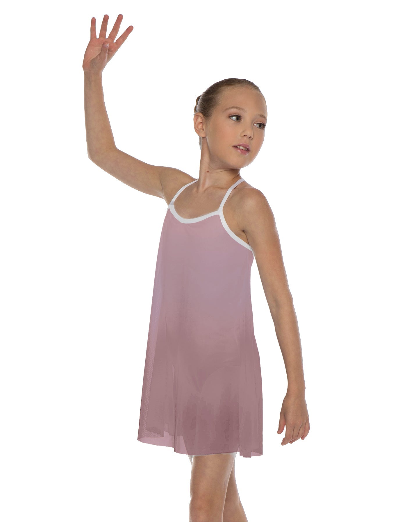 Solid Short Polychiffon Dress with White Lycra Body