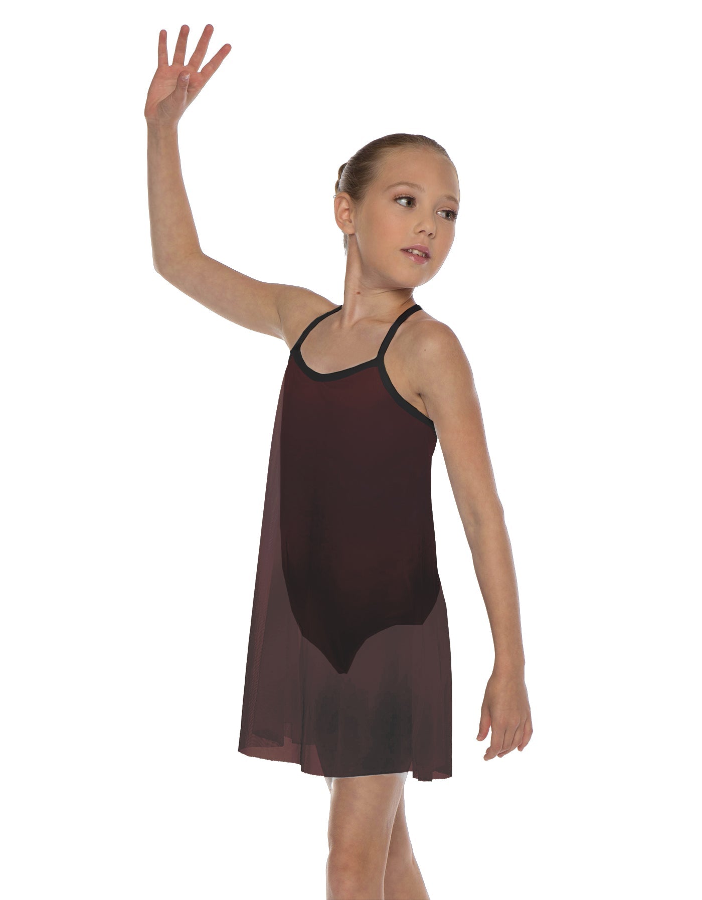 Solid Short Polychiffon Dress with Black Lycra Body
