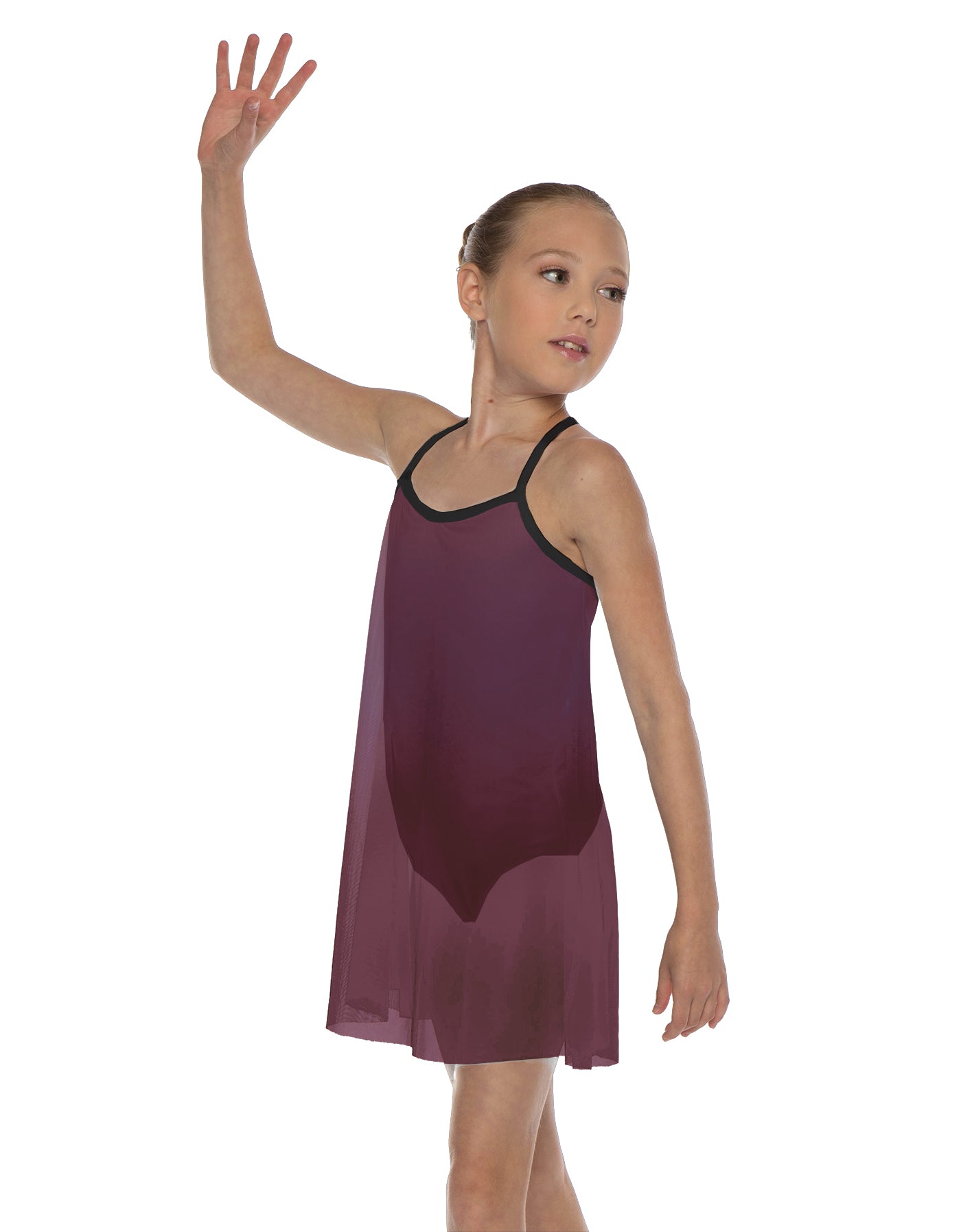 Solid Short Polychiffon Dress with Black Lycra Body
