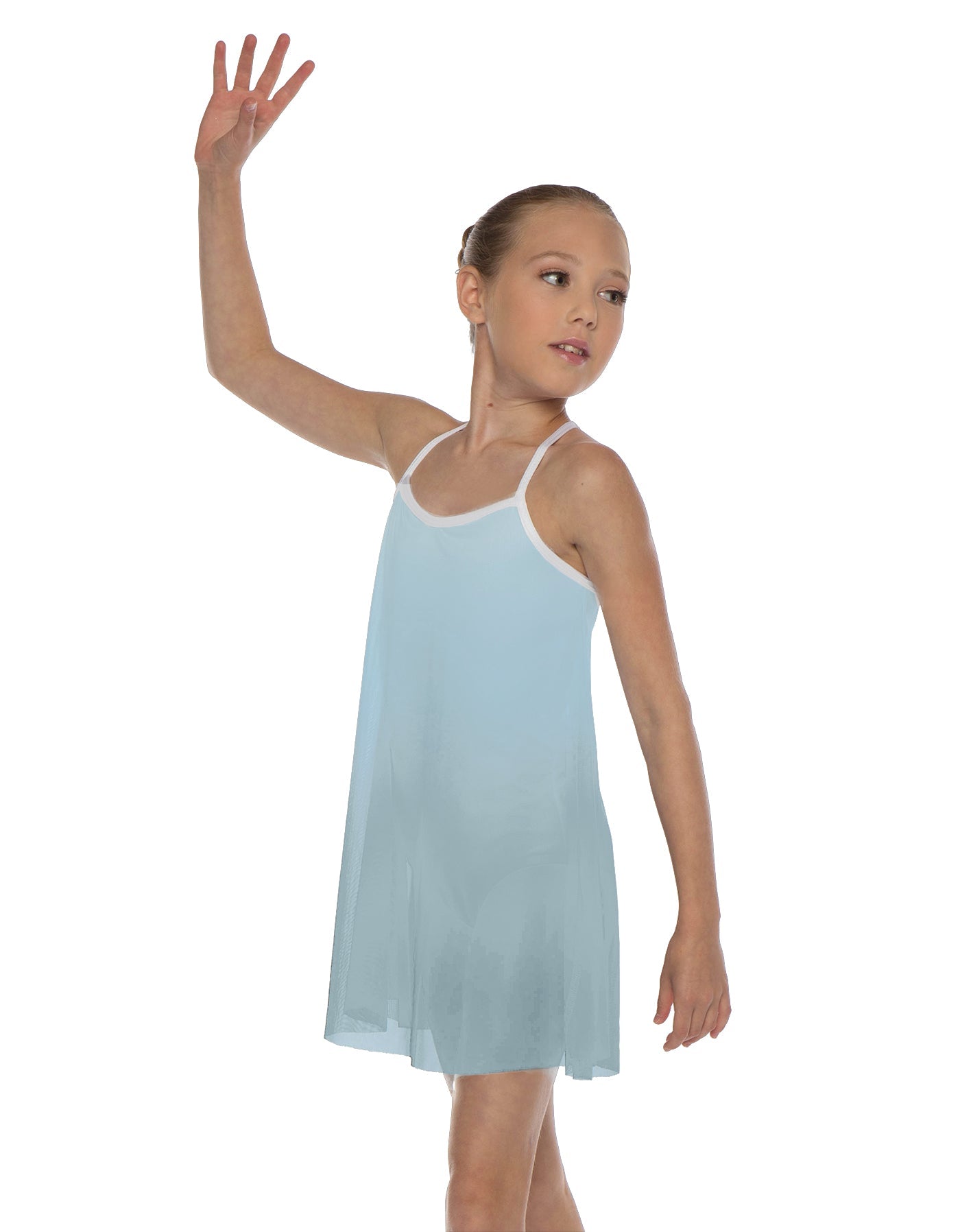 Solid Short Polychiffon Dress with White Lycra Body