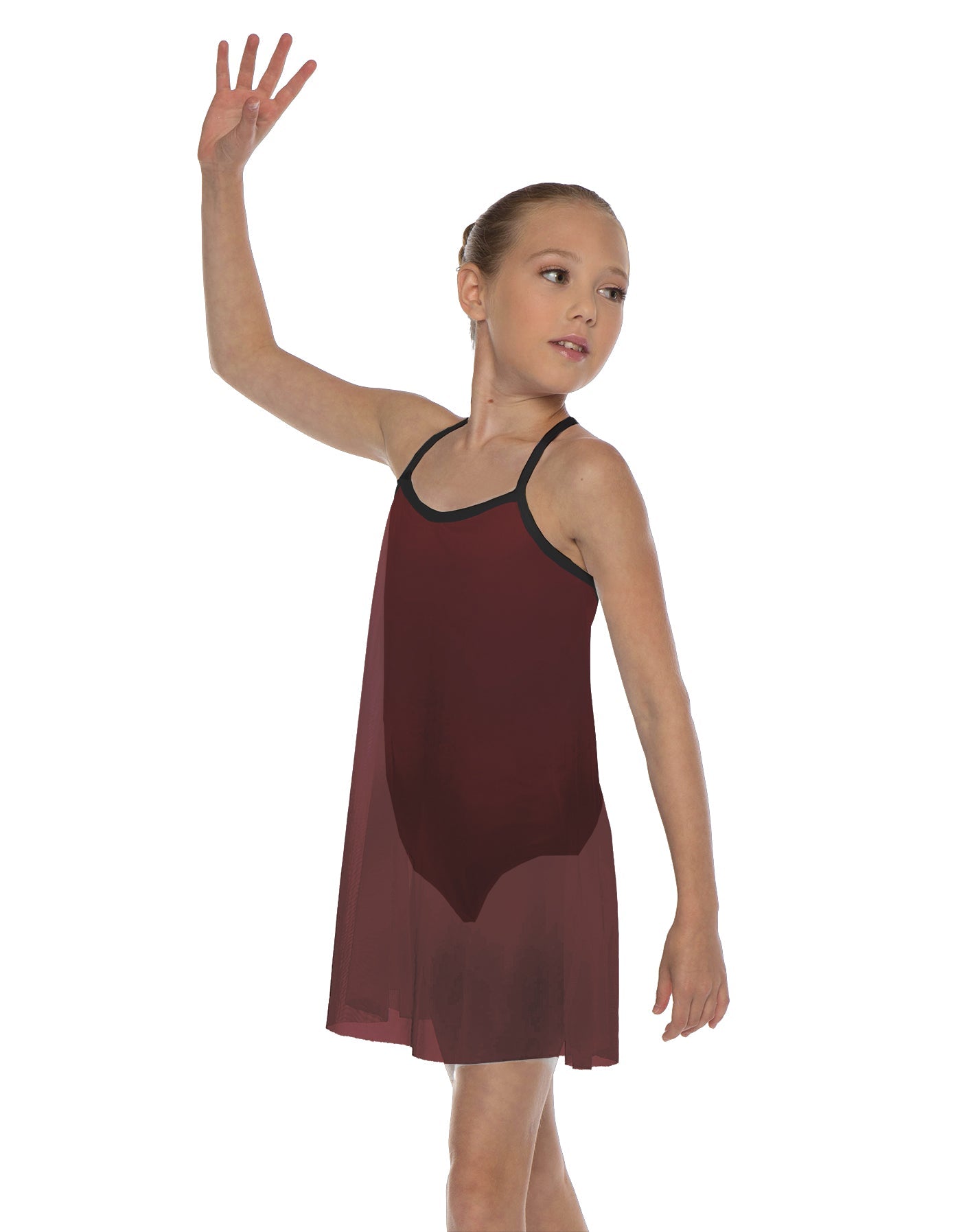 Solid Short Polychiffon Dress with Black Lycra Body